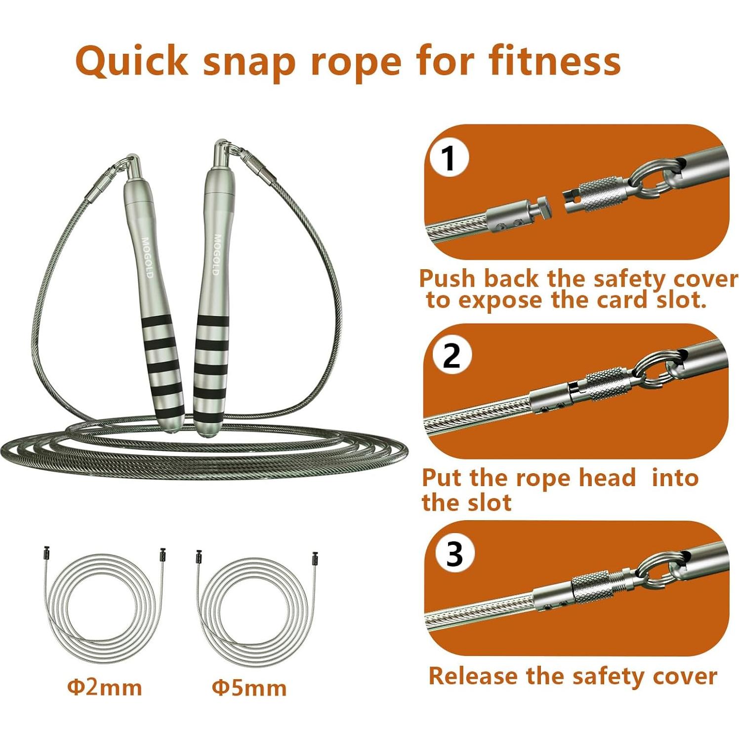 Cuerda de Salto Ajustable MOGOLD con 2 Cables para CrossFit