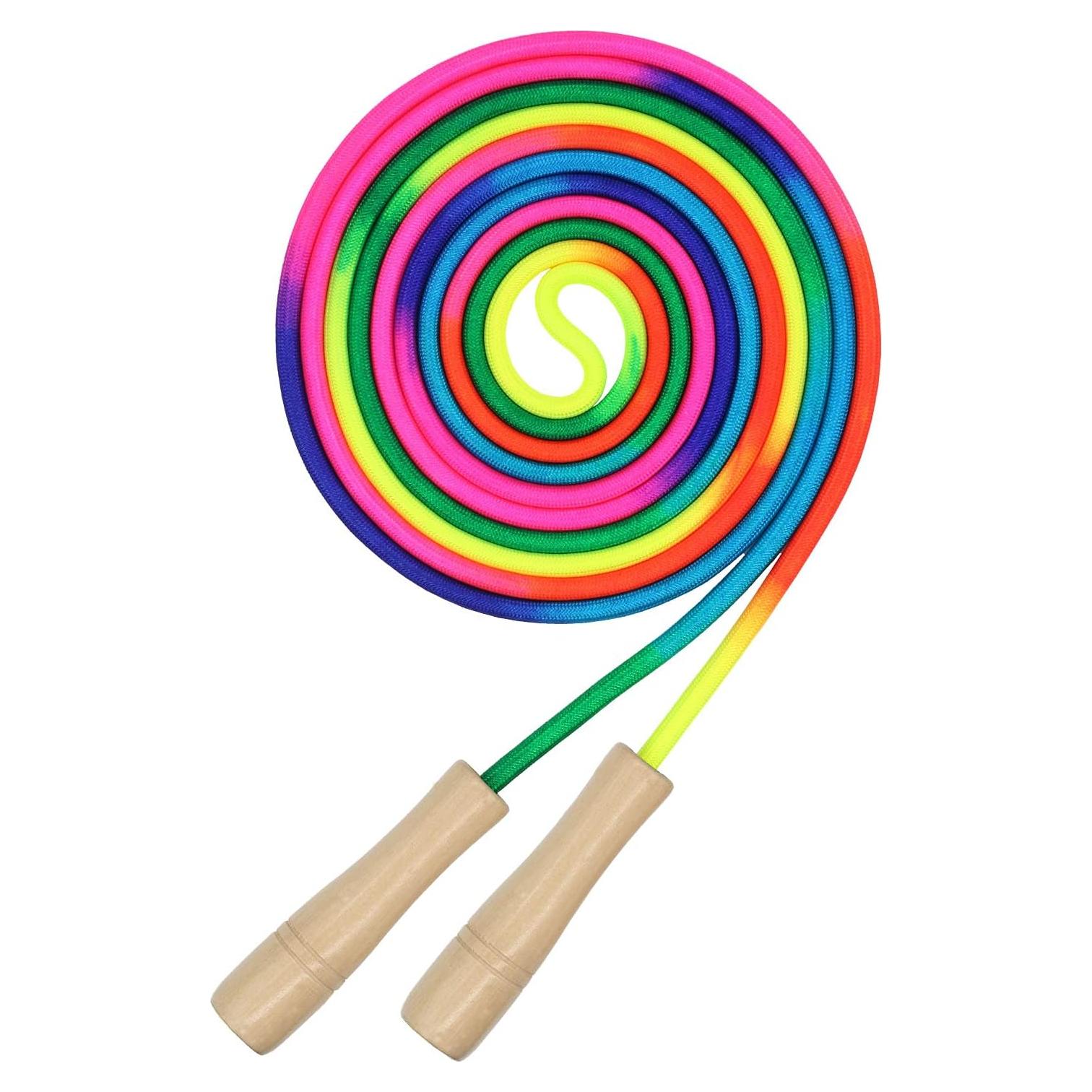 Cuerda de saltar 5 m ACEONE con mango de madera arcoíris