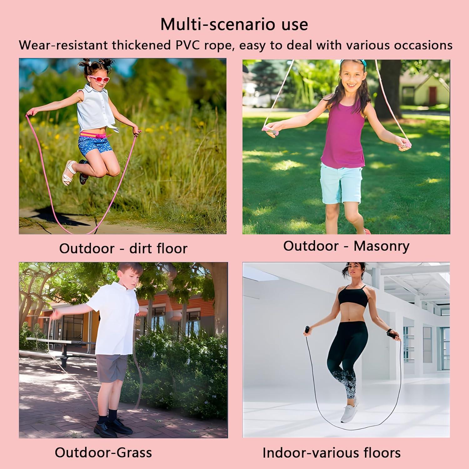 Cuerda de Saltar Ajustable Sufeasdf para Niños y Mujeres - 3 Piezas