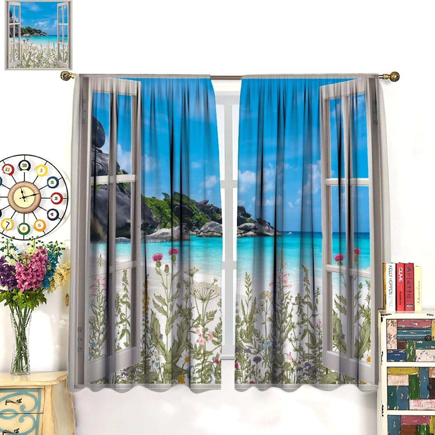Cortinas de Playa AAVEUP 2 Paneles 53x114 cm Estilo Art Deco