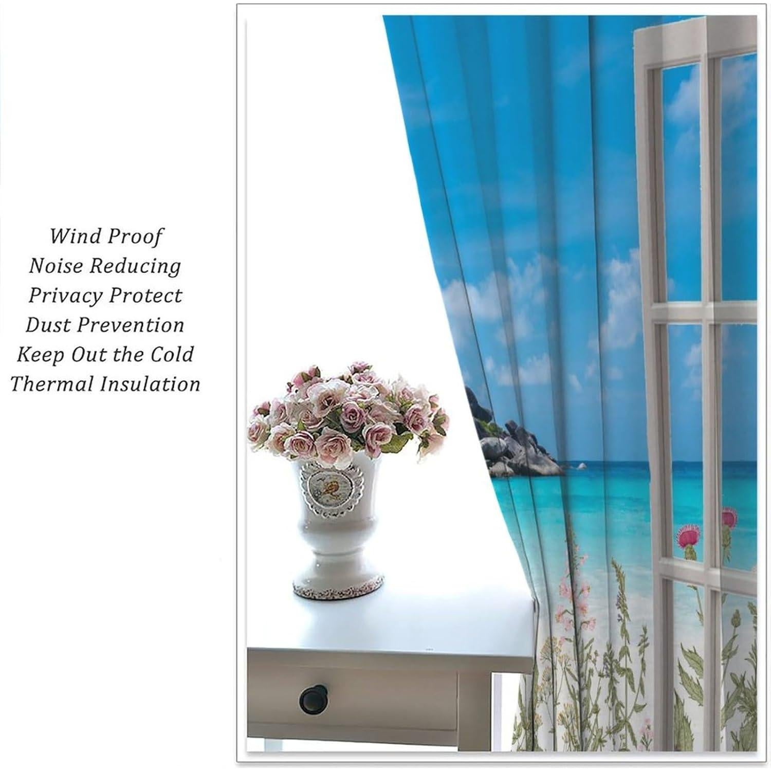 Cortinas de Playa AAVEUP 2 Paneles 53x114 cm Estilo Art Deco