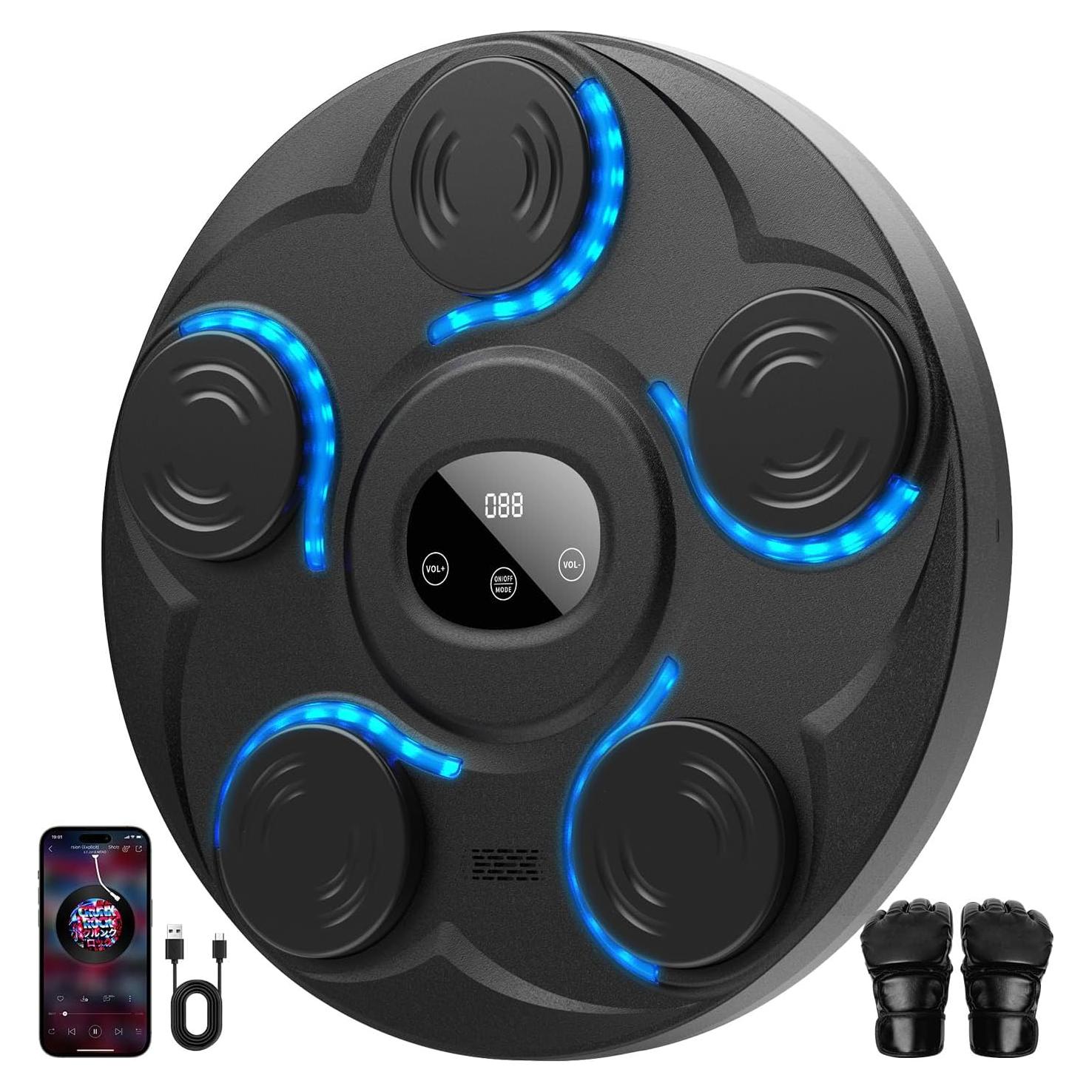 Máquina de Boxeo Musical YHR con Guantes - 5 Objetivos, Bluetooth