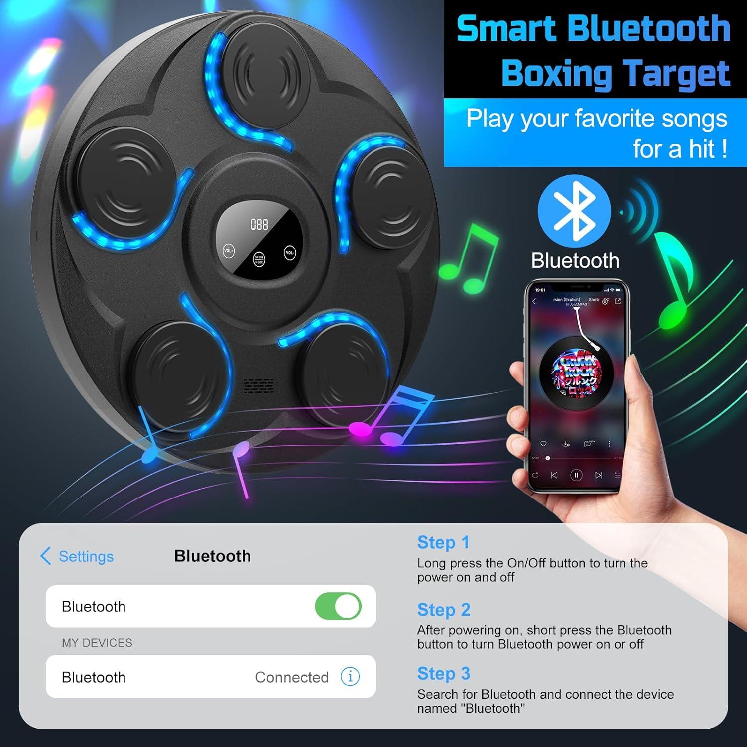 Máquina de Boxeo Musical YHR con Guantes - 5 Objetivos, Bluetooth