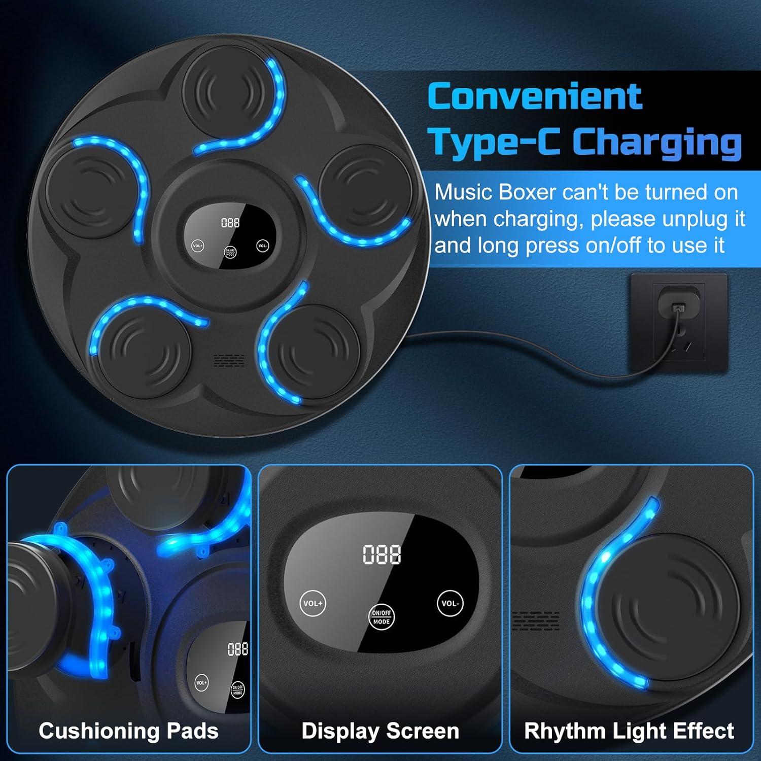 Máquina de Boxeo Musical YHR con Guantes - 5 Objetivos, Bluetooth