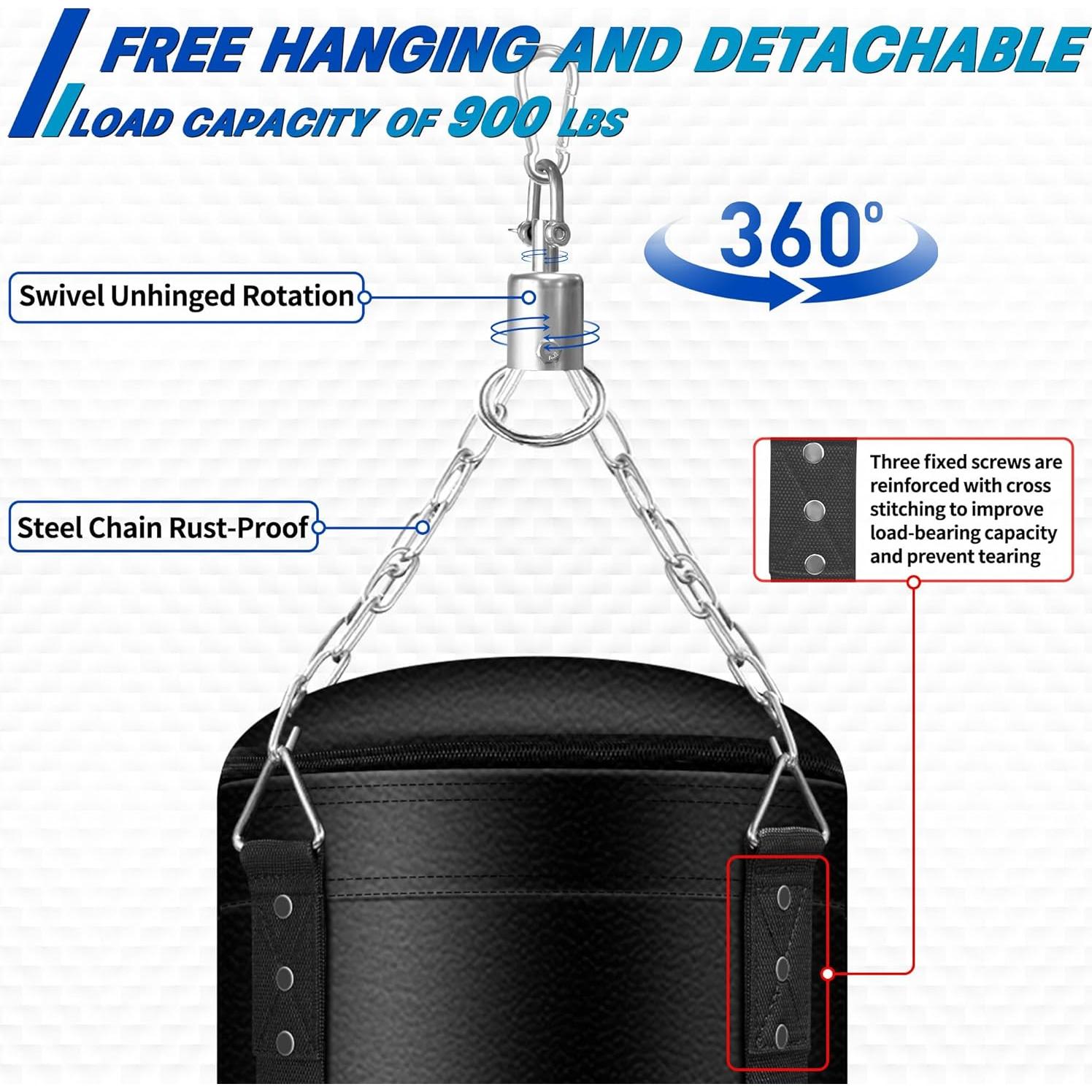 Saco de Boxeo Pesado PARPIQ 4FT con Guantes 12oz y Accesorios