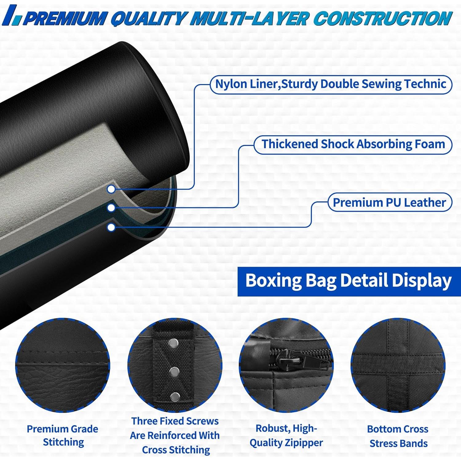 Saco de Boxeo Pesado PARPIQ 4FT con Guantes 12oz y Accesorios