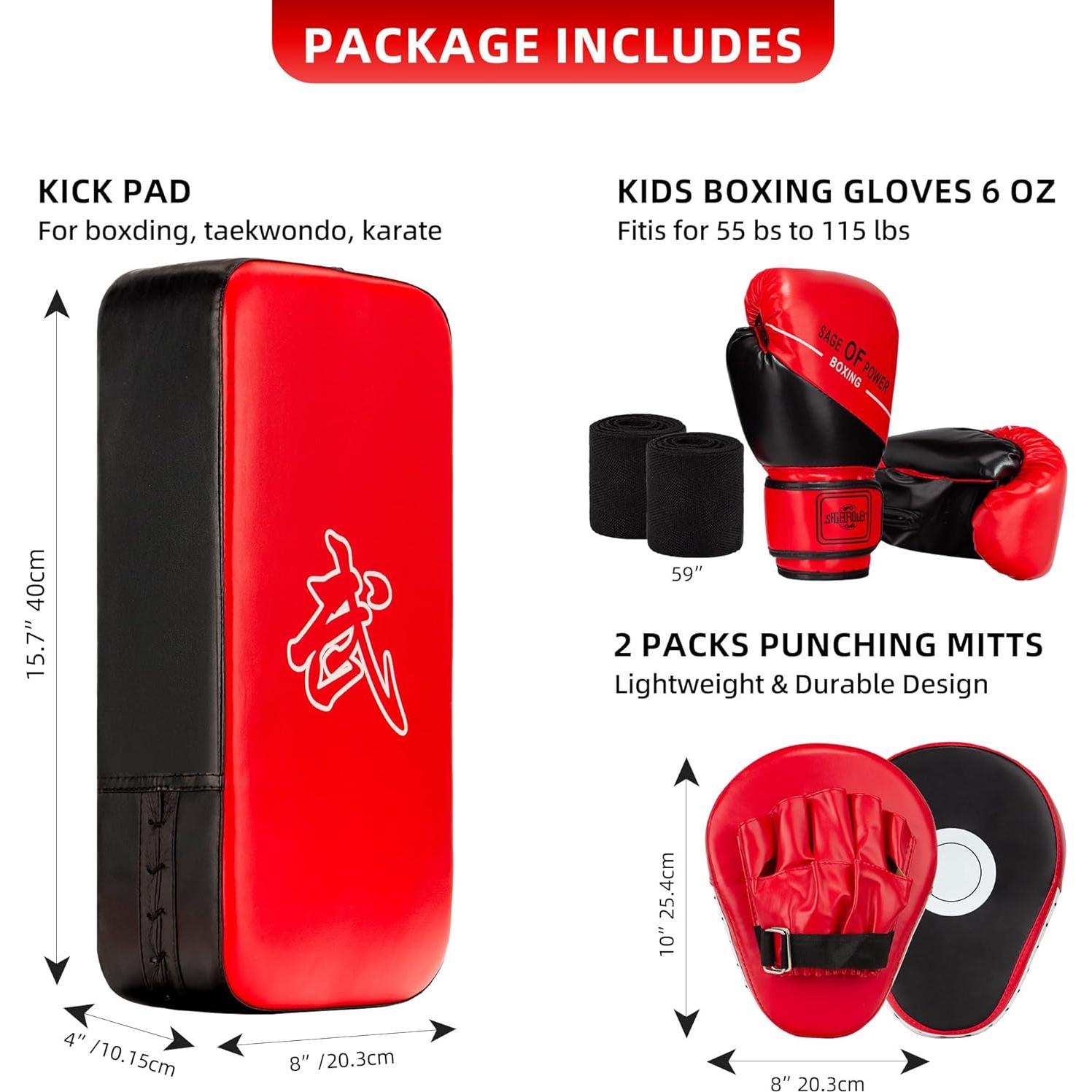 Set de Guantes de Boxeo ZERUIDM para Niños 4-en-1