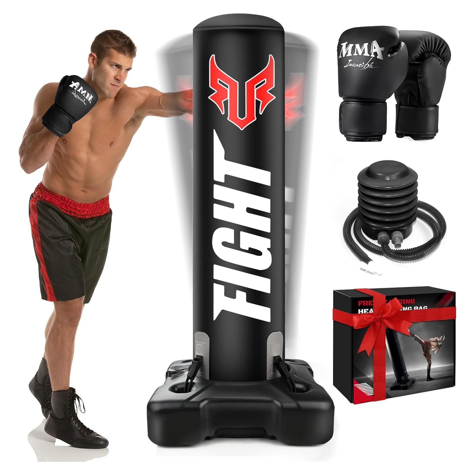 Saco de Boxeo Pesado YORWHIN 175 cm con Base y Guantes