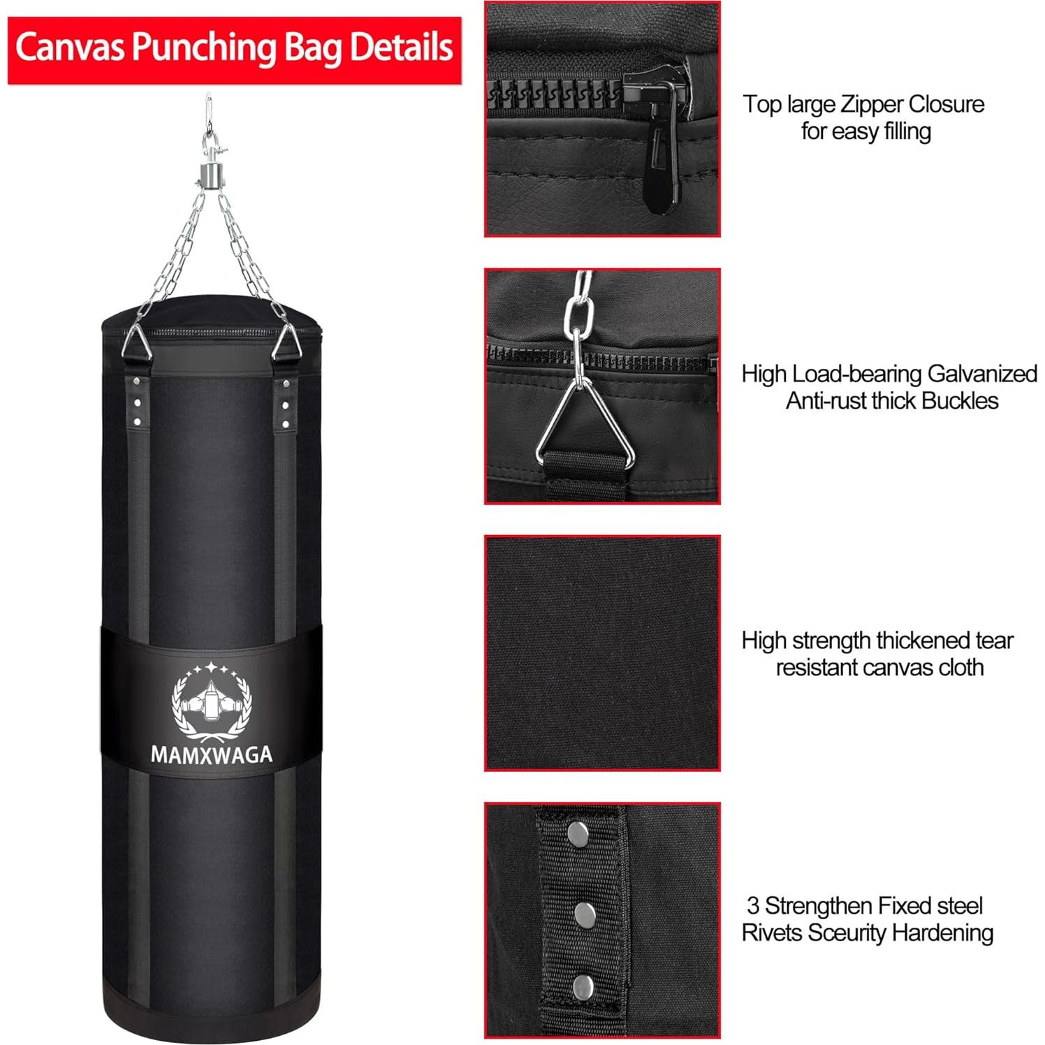 Bolsa de Boxeo Pesada Mamxwaga 4FT Lona para Kickboxing