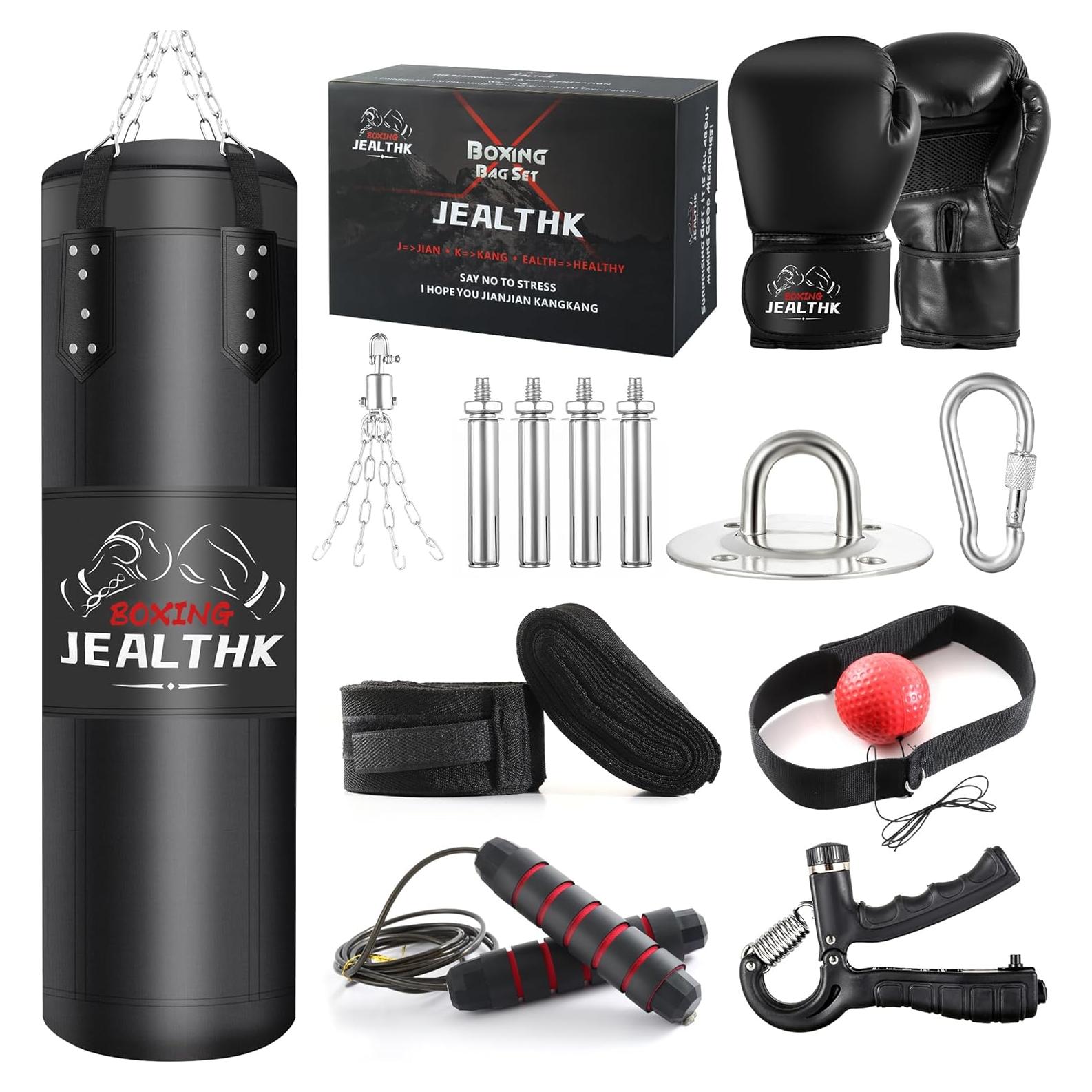 Bolsa de Boxeo Jealthk 4FT + Guantes 12OZ + Accesorios