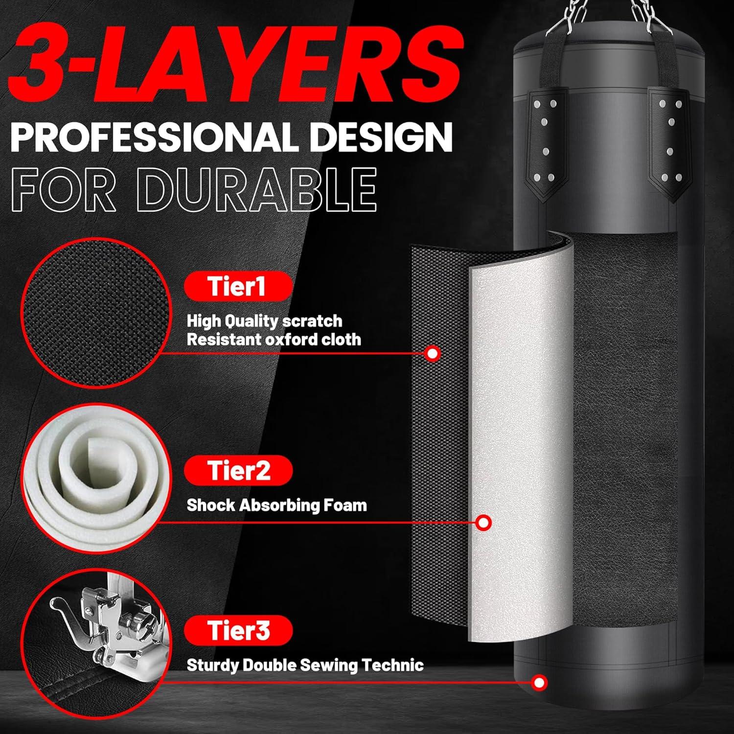 Bolsa de Boxeo Jealthk 4FT + Guantes 12OZ + Accesorios