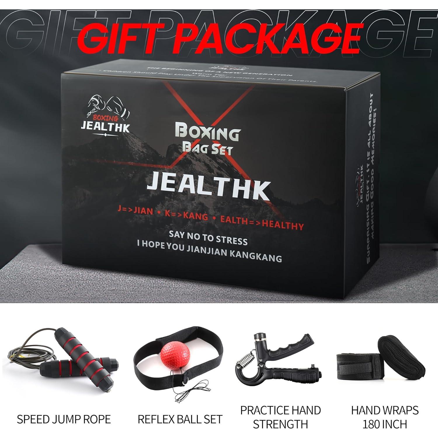 Bolsa de Boxeo Jealthk 4FT + Guantes 12OZ + Accesorios