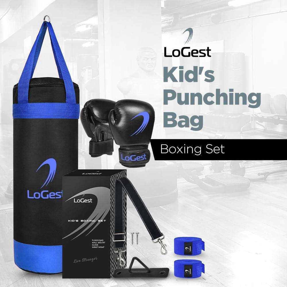 Set Saco de Boxeo para Niños LoGest 0.61m con Guantes y Envolturas