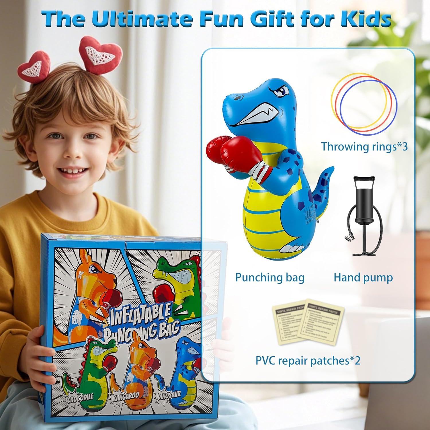 Saco de Boxeo Inflable Dinosaurio FloVogue 119 cm para Niños