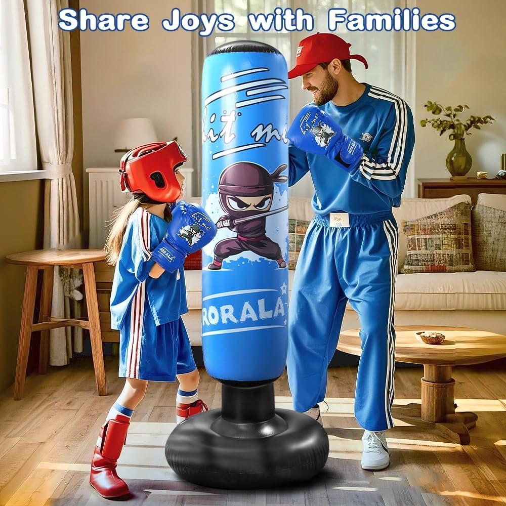 Saco de Boxeo Inflable RORALA para Niños 3-12 Años con Guantes