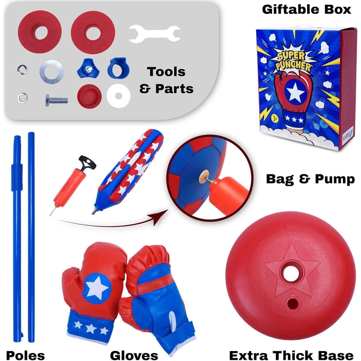 Saco de Boxeo Klevly Super Puncher Ajustable para Niños 3-8 Años