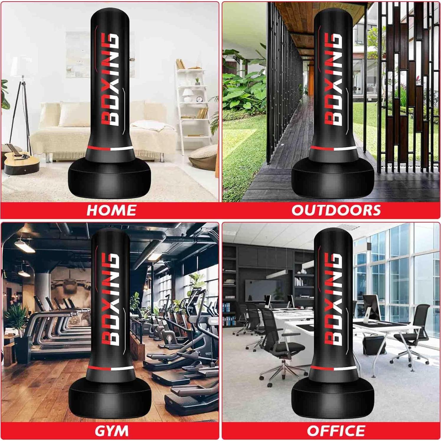 Saco de Boxeo Independiente SPOXING 177.8 cm con Guantes y Bomba