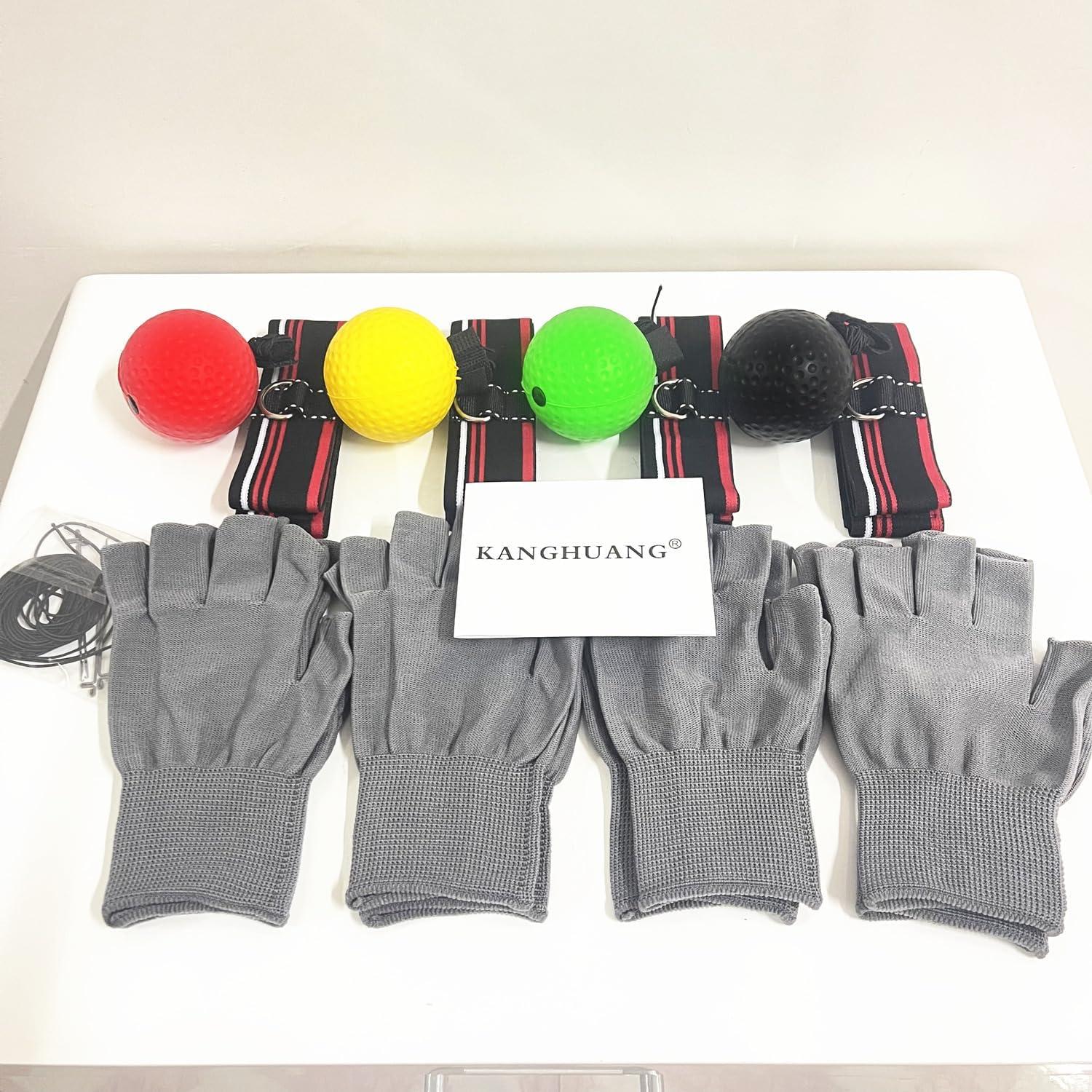 Conjunto de entrenamiento de boxeo KANGHUANG con 4 bolas y guantes