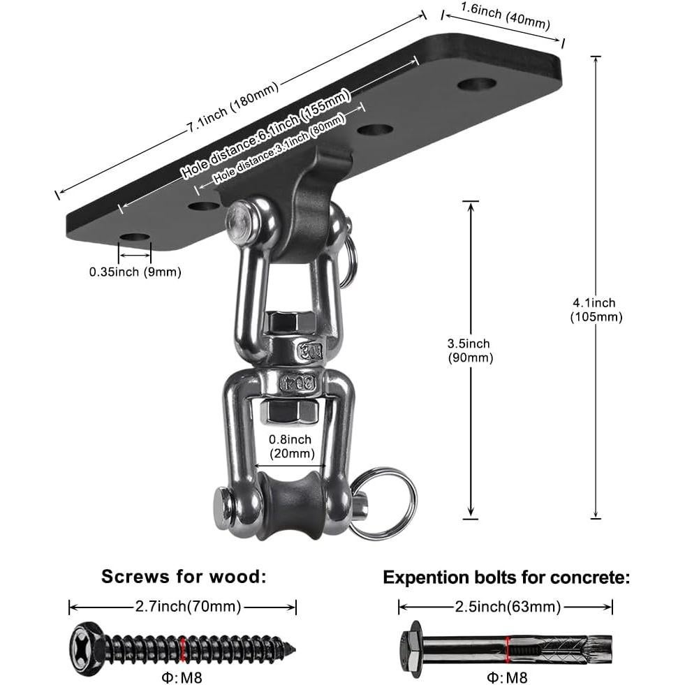 Soporte de Techo para Bolsa Pesada Lifeswell 272 kg Rotación 360°