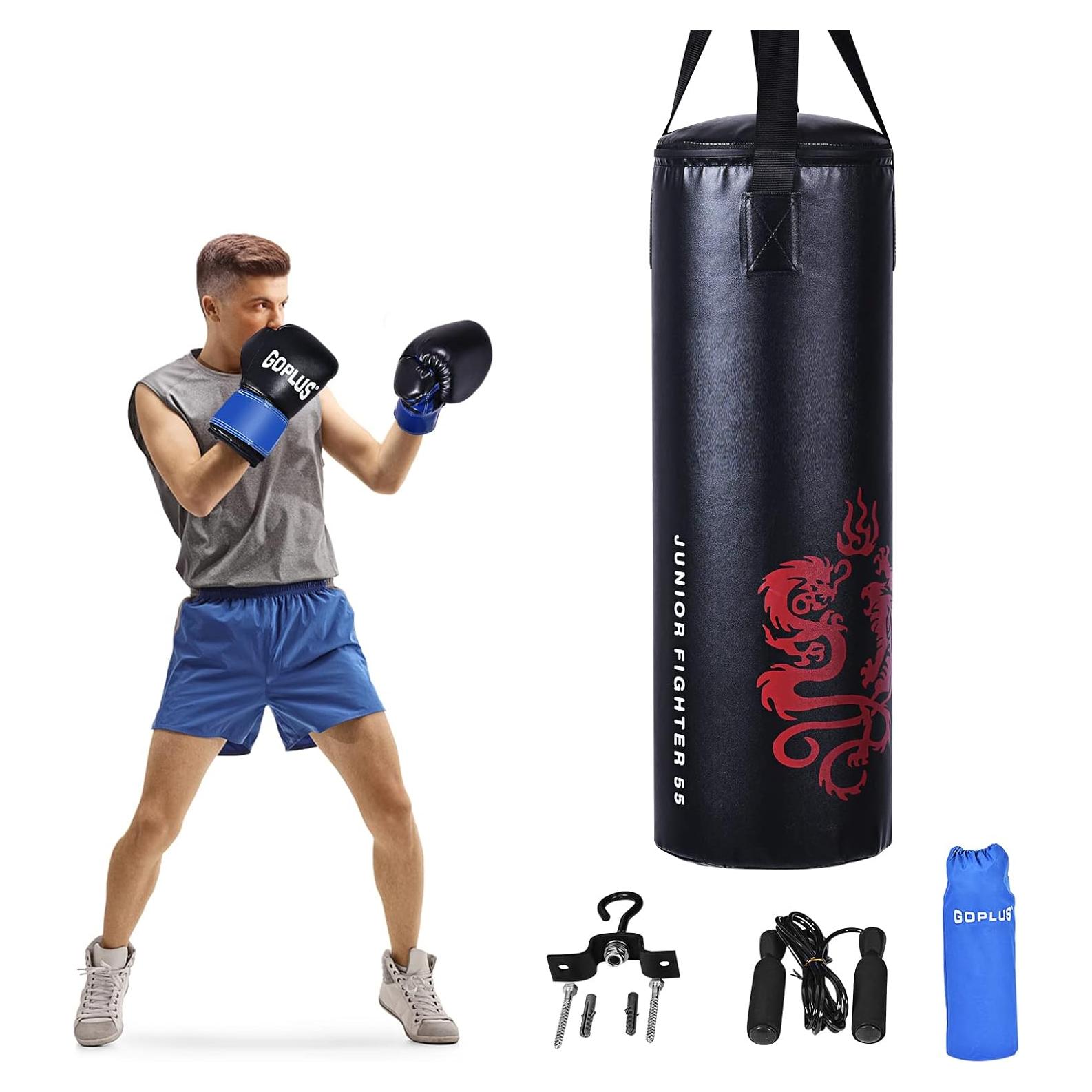 Conjunto Saco de Boxeo Goplus 40LBS con Guantes y Mochila