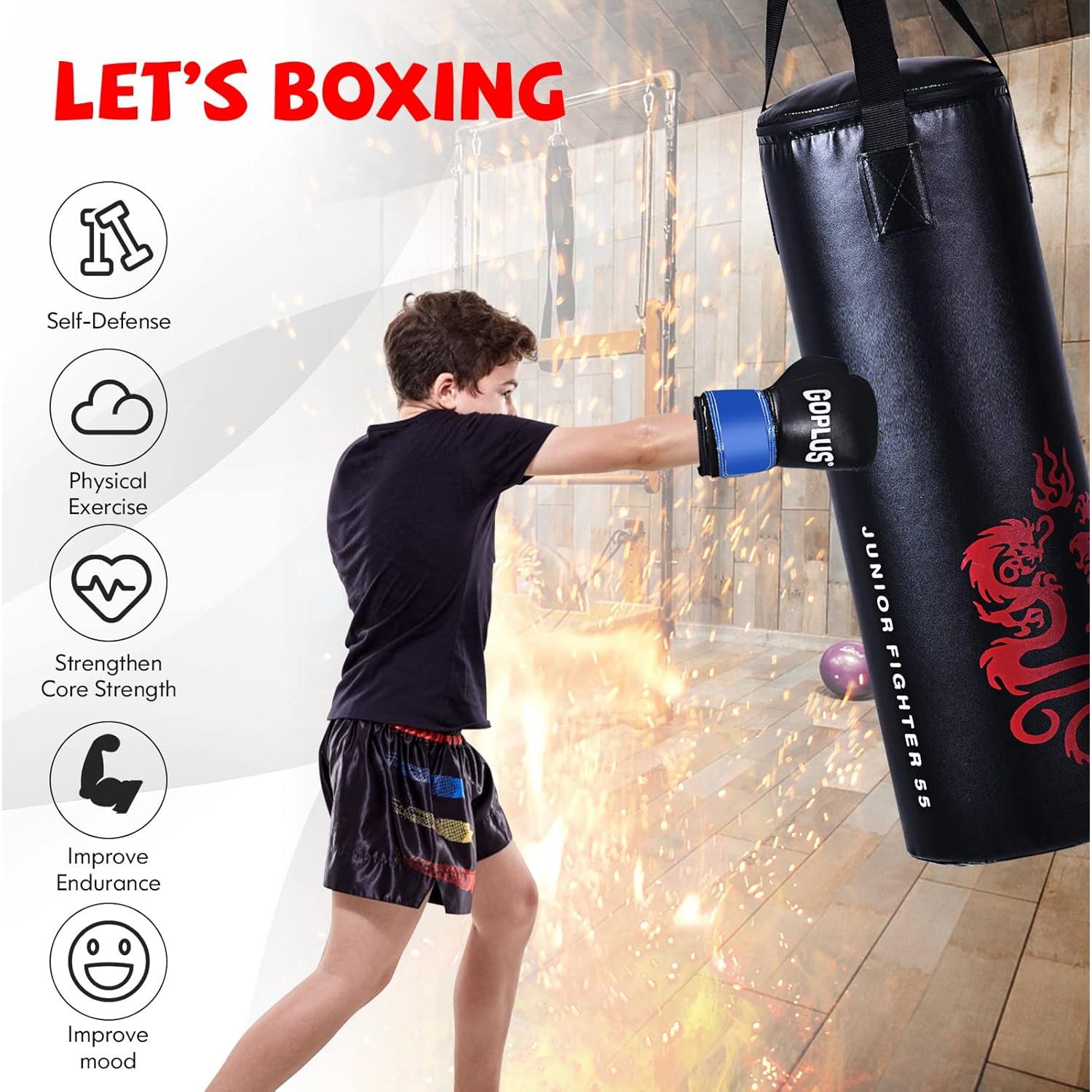 Conjunto Saco de Boxeo Goplus 40LBS con Guantes y Mochila