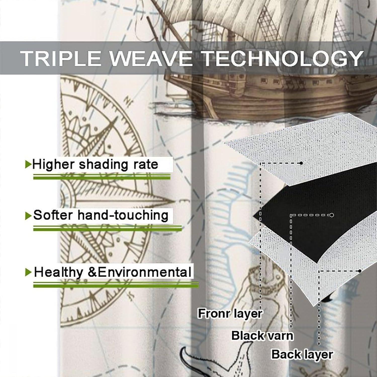 Cortinas Náuticas AAVEUP 2 Paneles 54x113cm Estilo Art Deco