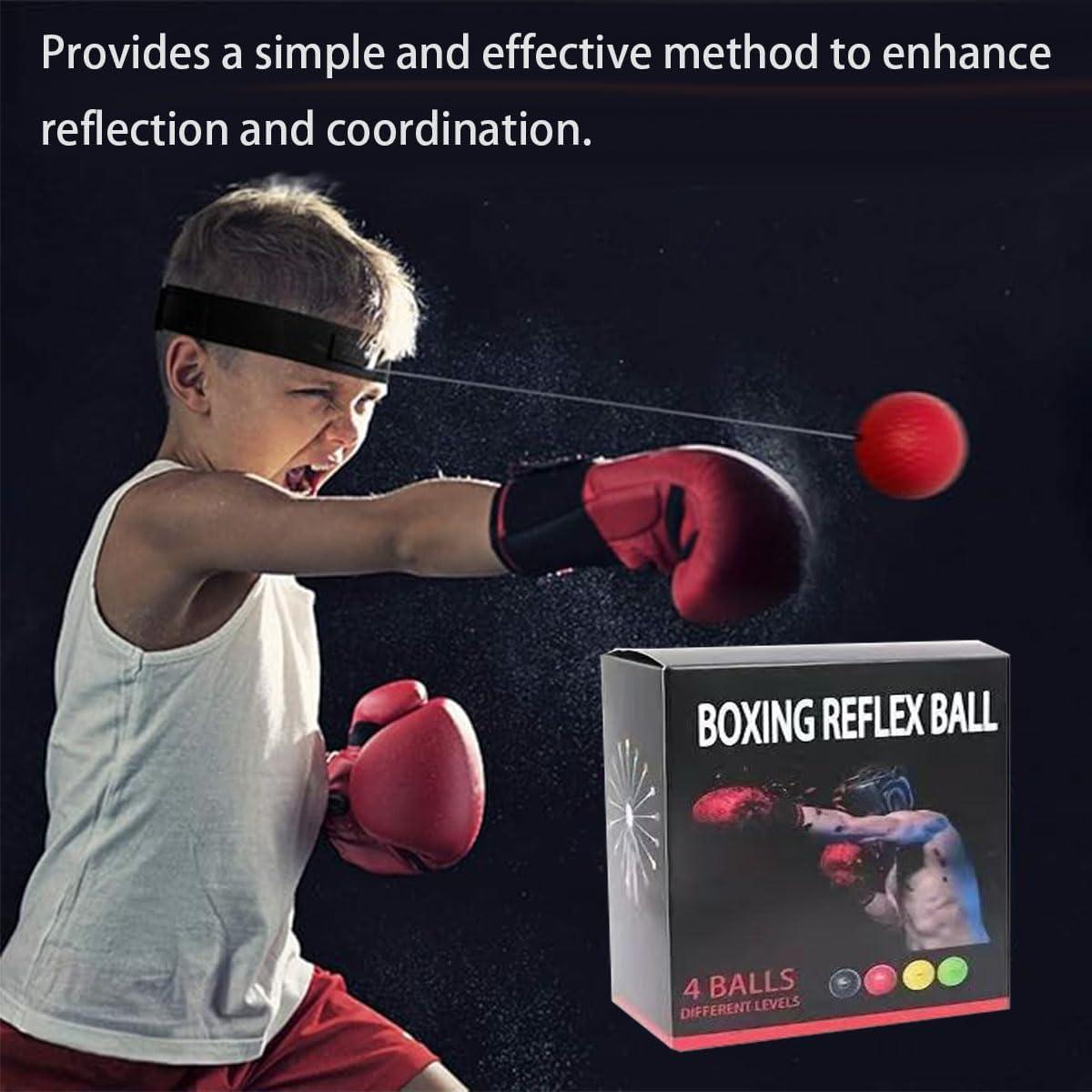 Juego de 4 bolas de boxeo reflexivas Deepflair con diadema