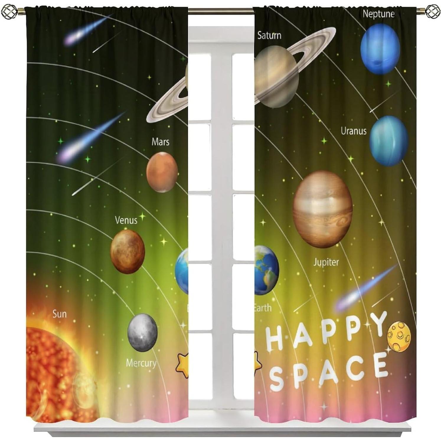 Cortinas Opacas Infantil Galaxia 2 Paneles 53.5x114cm