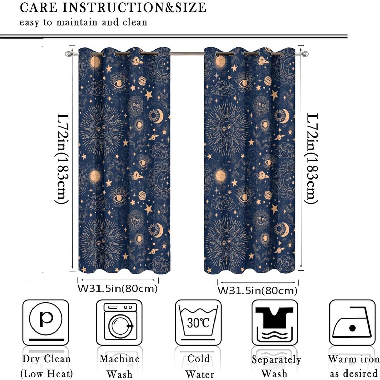 Cortina Blackout Llylumty Espacial Estrellas 2 Paneles 80x183cm