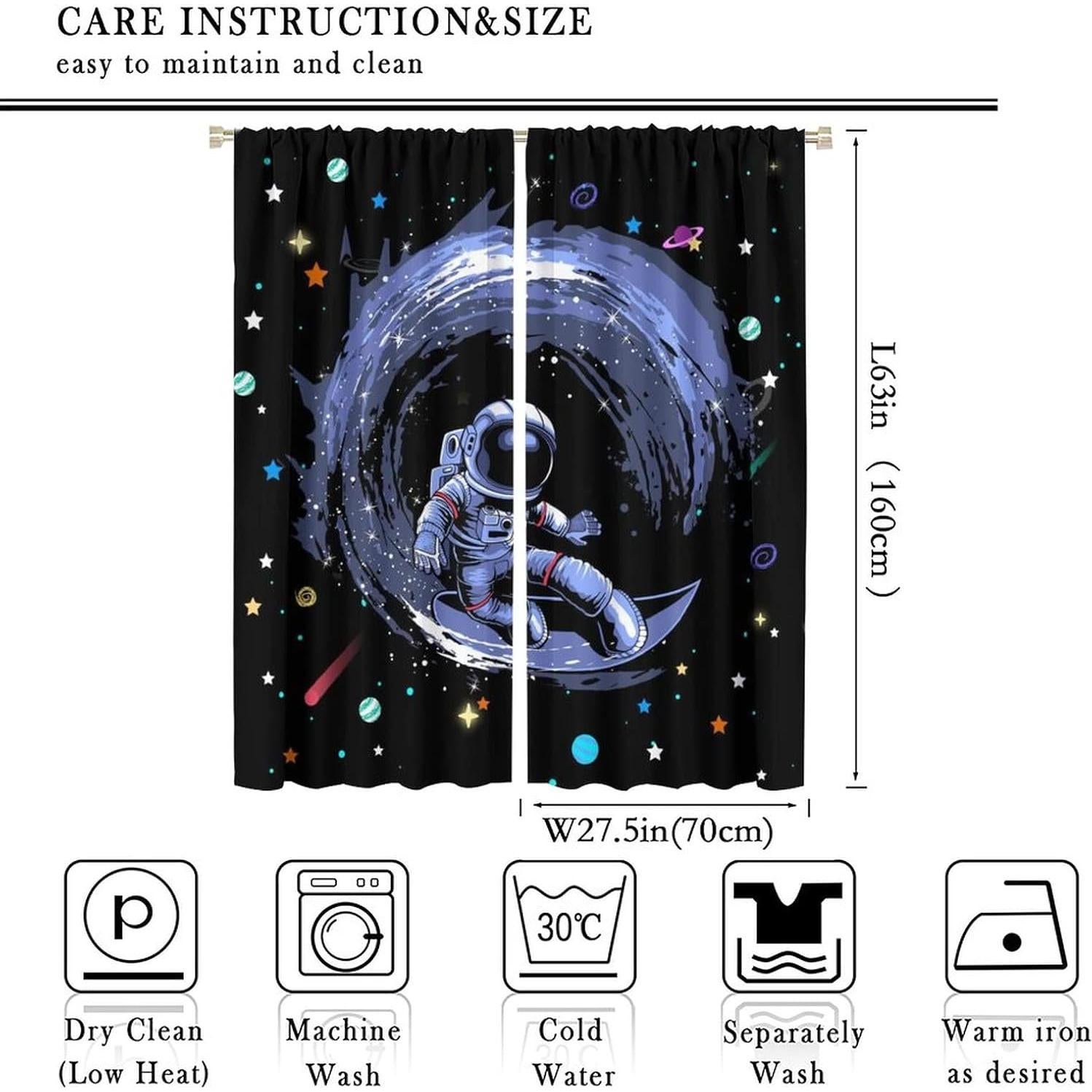 Cortinas Blackout Llylumty 70x160cm Caricatura Espacial
