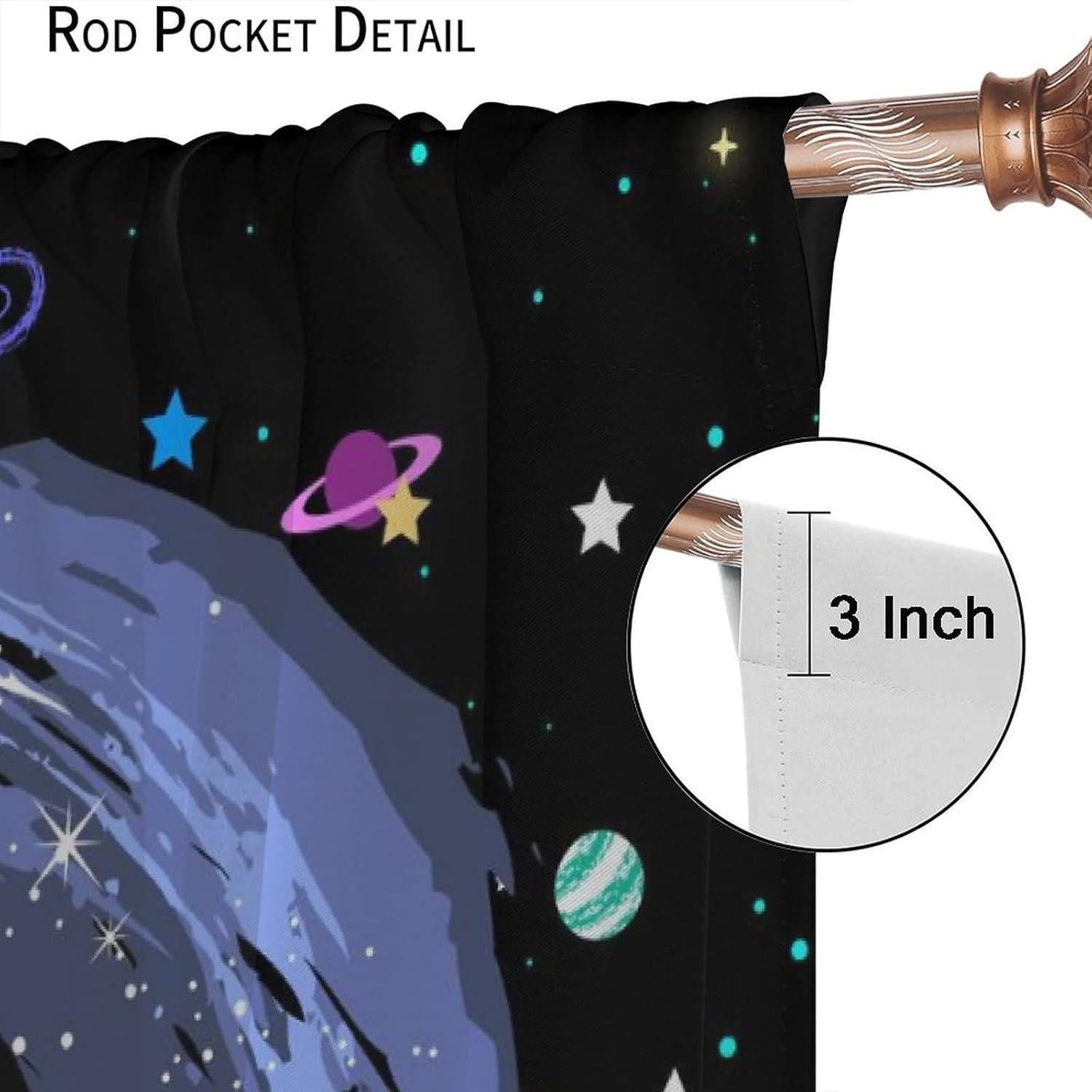 Cortinas Blackout Llylumty 70x160cm Caricatura Espacial