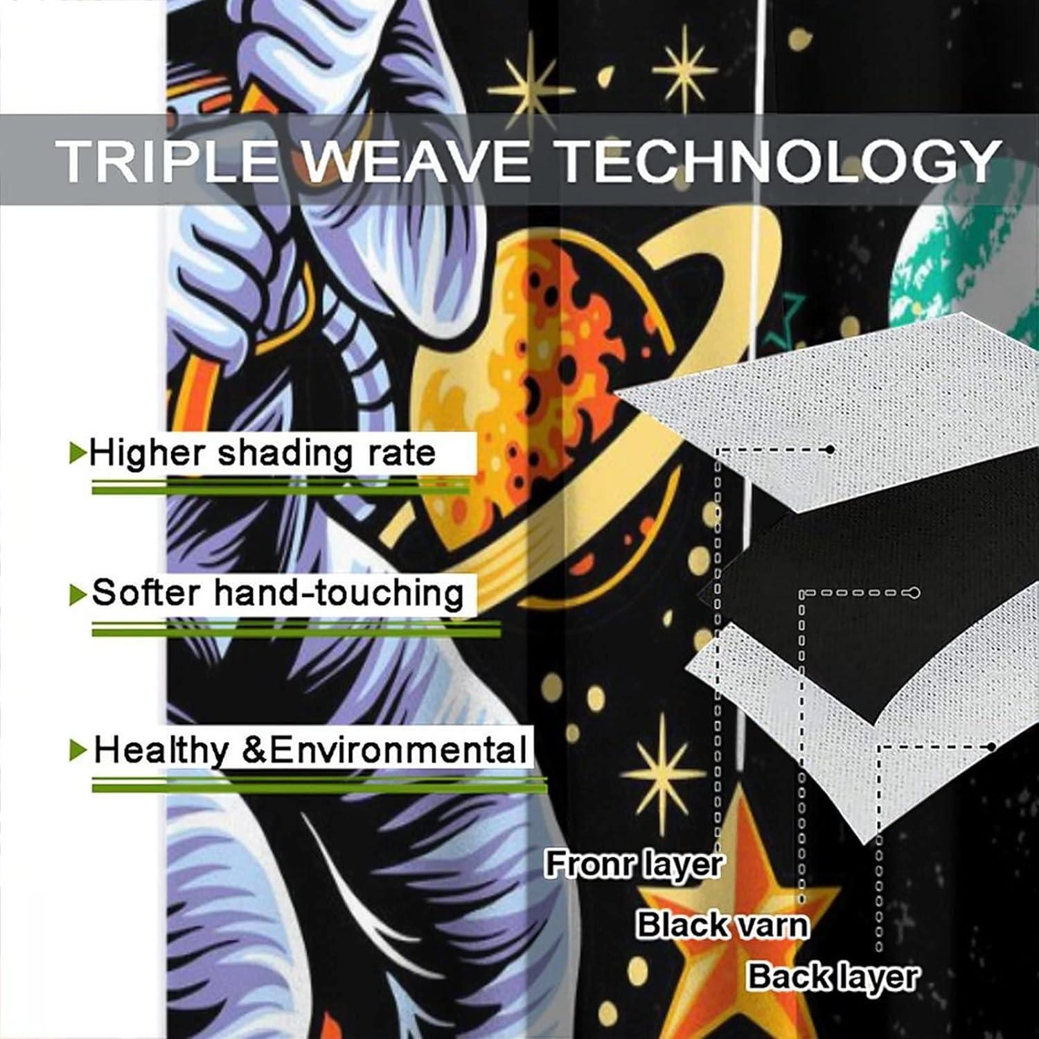 Cortinas Blackout Llylumty Astronautas 53.5x114cm Juego de 2