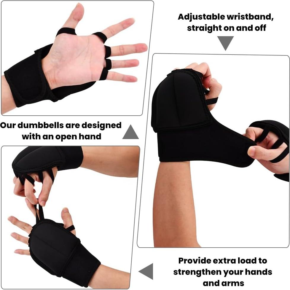 Guantes con Peso QWLWBU para Entrenamiento de Mano - Negro