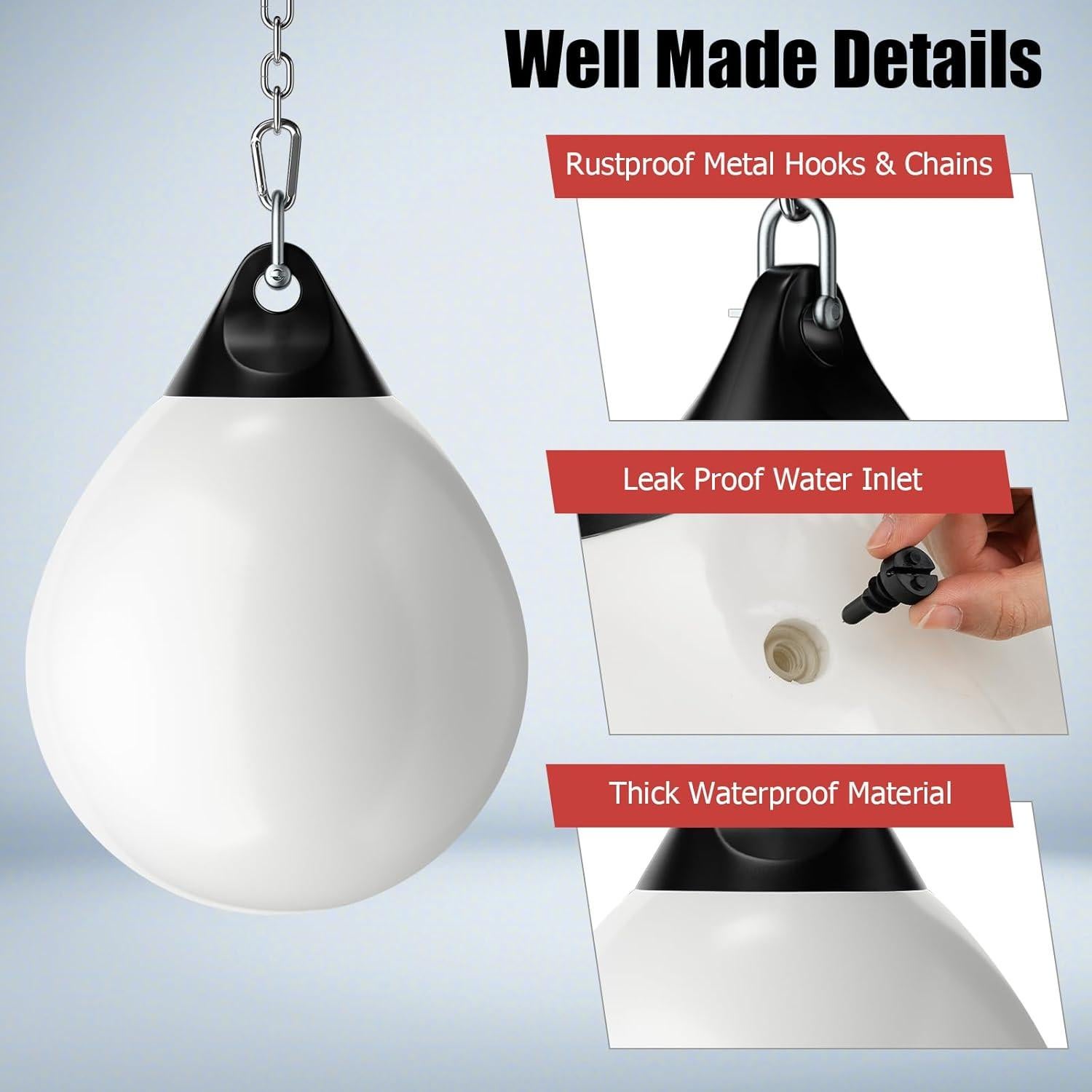 GYMAX Punching Bag, Water Aqua Bag w/Water Injector & Hanging Accessories, Folding Heavy Duty Boxing Bag for Home Gym, Boxing Training Equipment for Adults