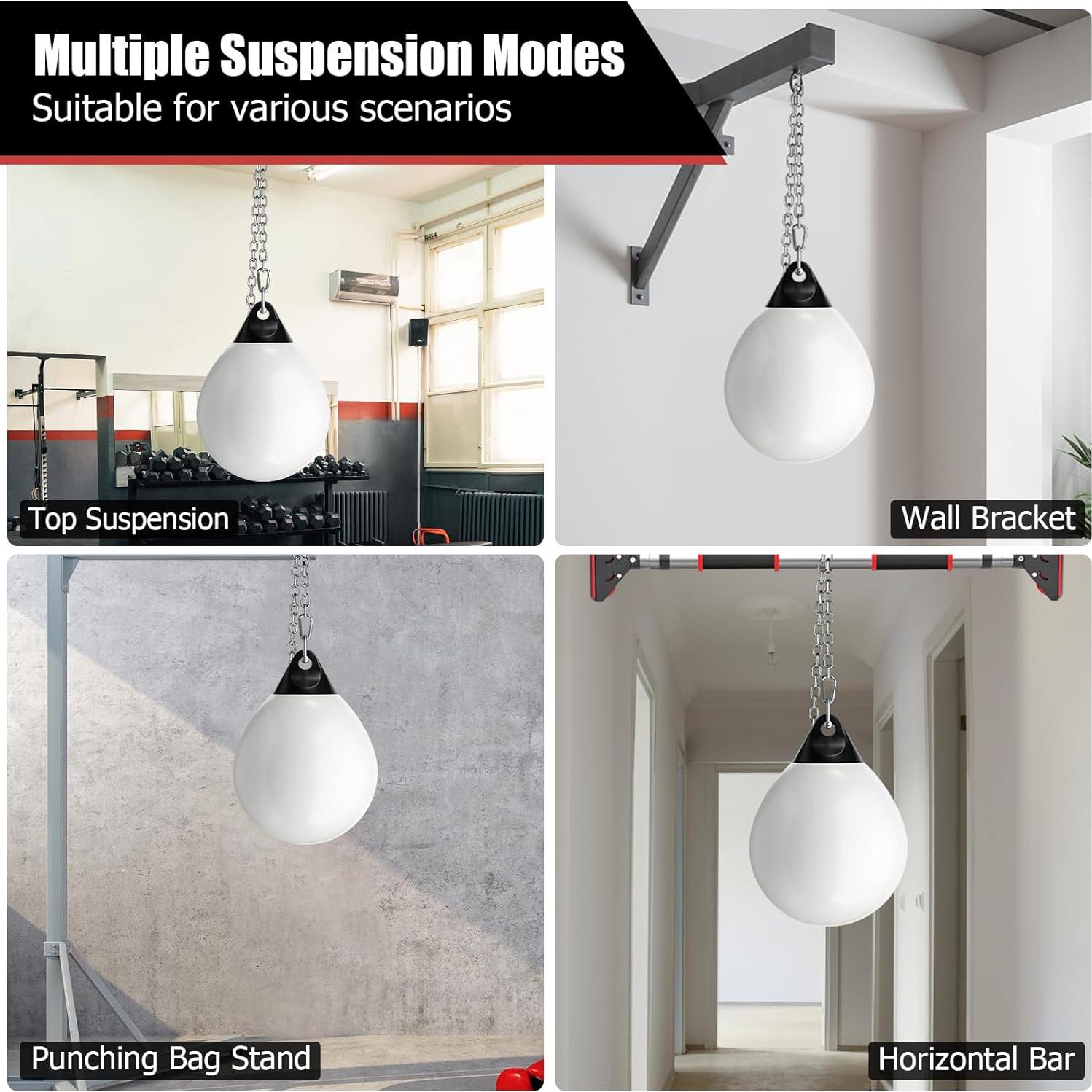 GYMAX Punching Bag, Water Aqua Bag w/Water Injector & Hanging Accessories, Folding Heavy Duty Boxing Bag for Home Gym, Boxing Training Equipment for Adults