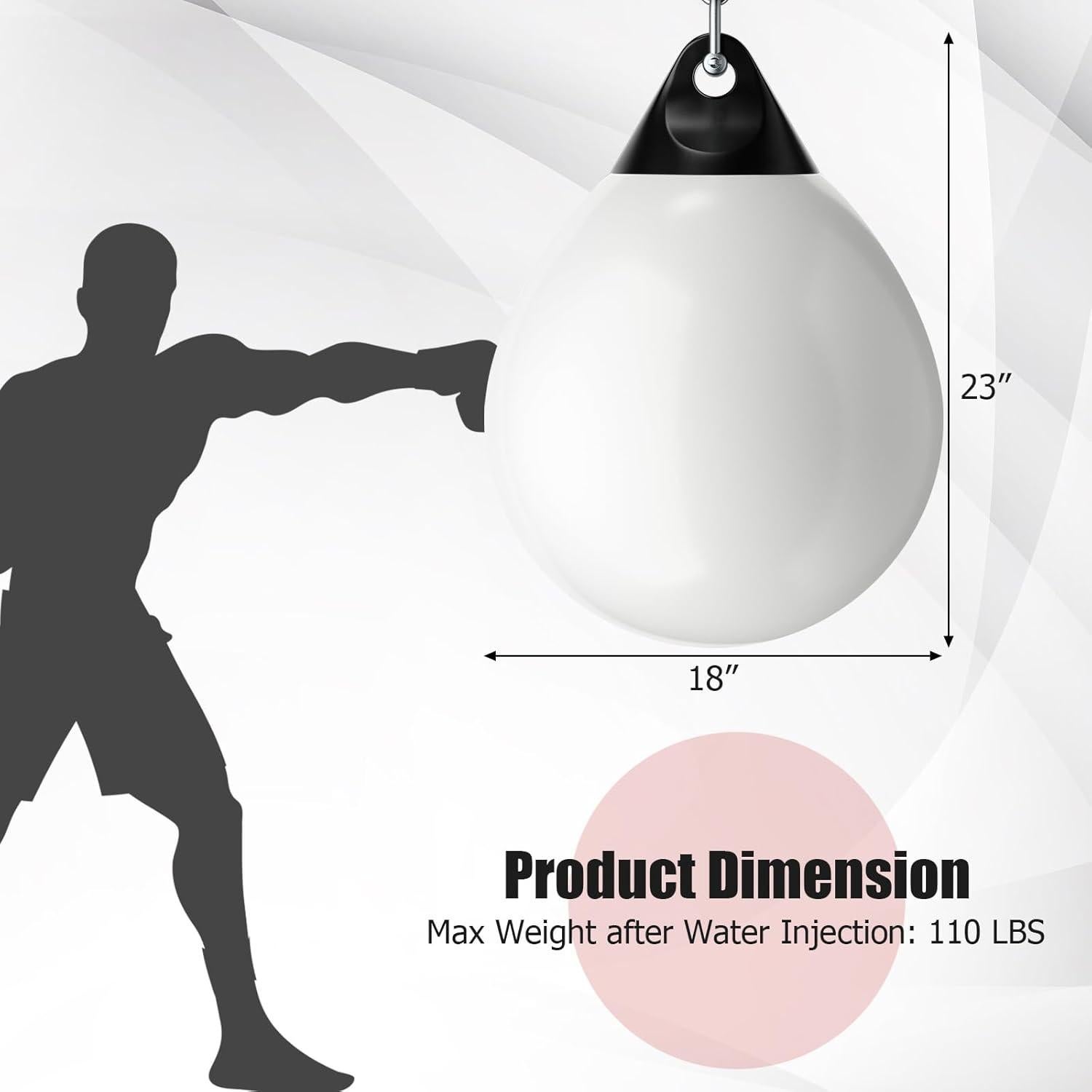 GYMAX Punching Bag, Water Aqua Bag w/Water Injector & Hanging Accessories, Folding Heavy Duty Boxing Bag for Home Gym, Boxing Training Equipment for Adults