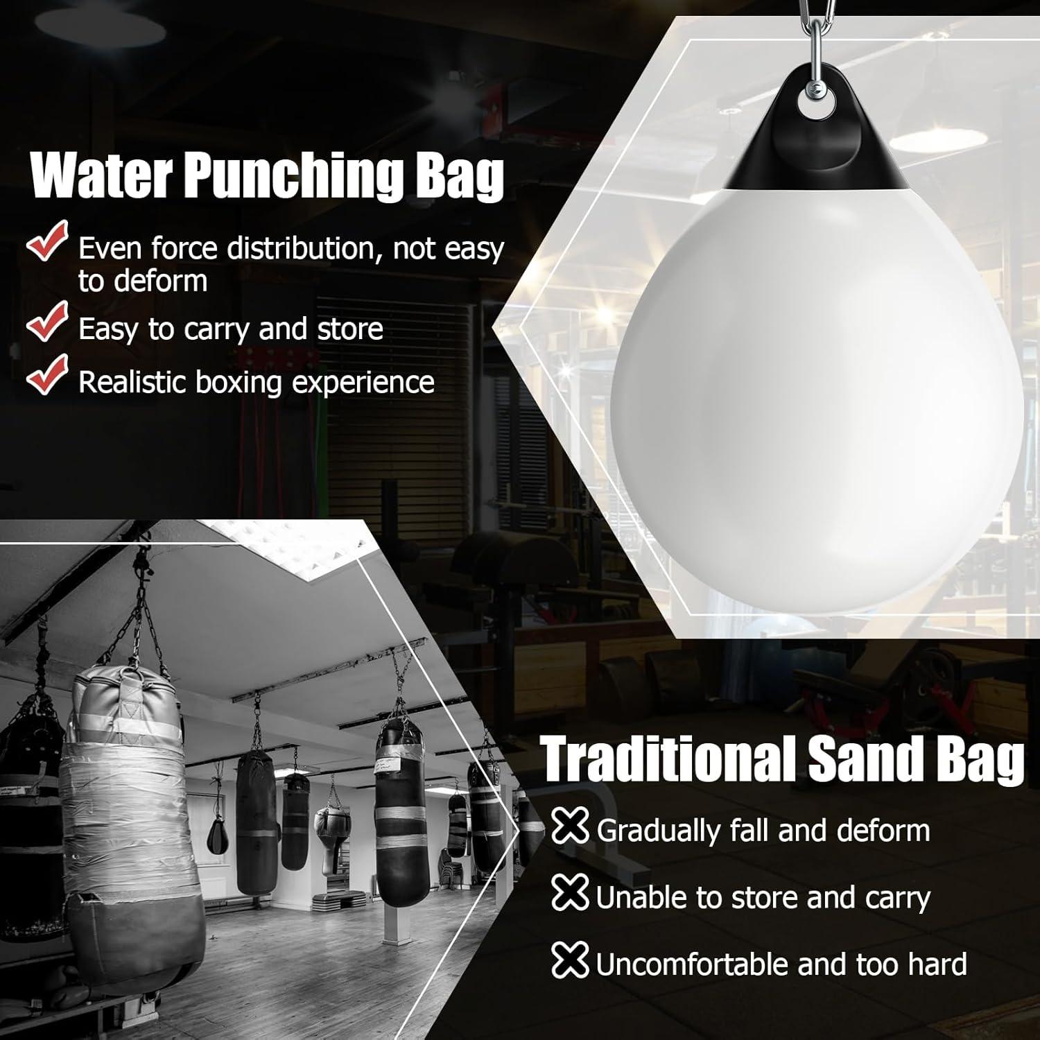 GYMAX Punching Bag, Water Aqua Bag w/Water Injector & Hanging Accessories, Folding Heavy Duty Boxing Bag for Home Gym, Boxing Training Equipment for Adults