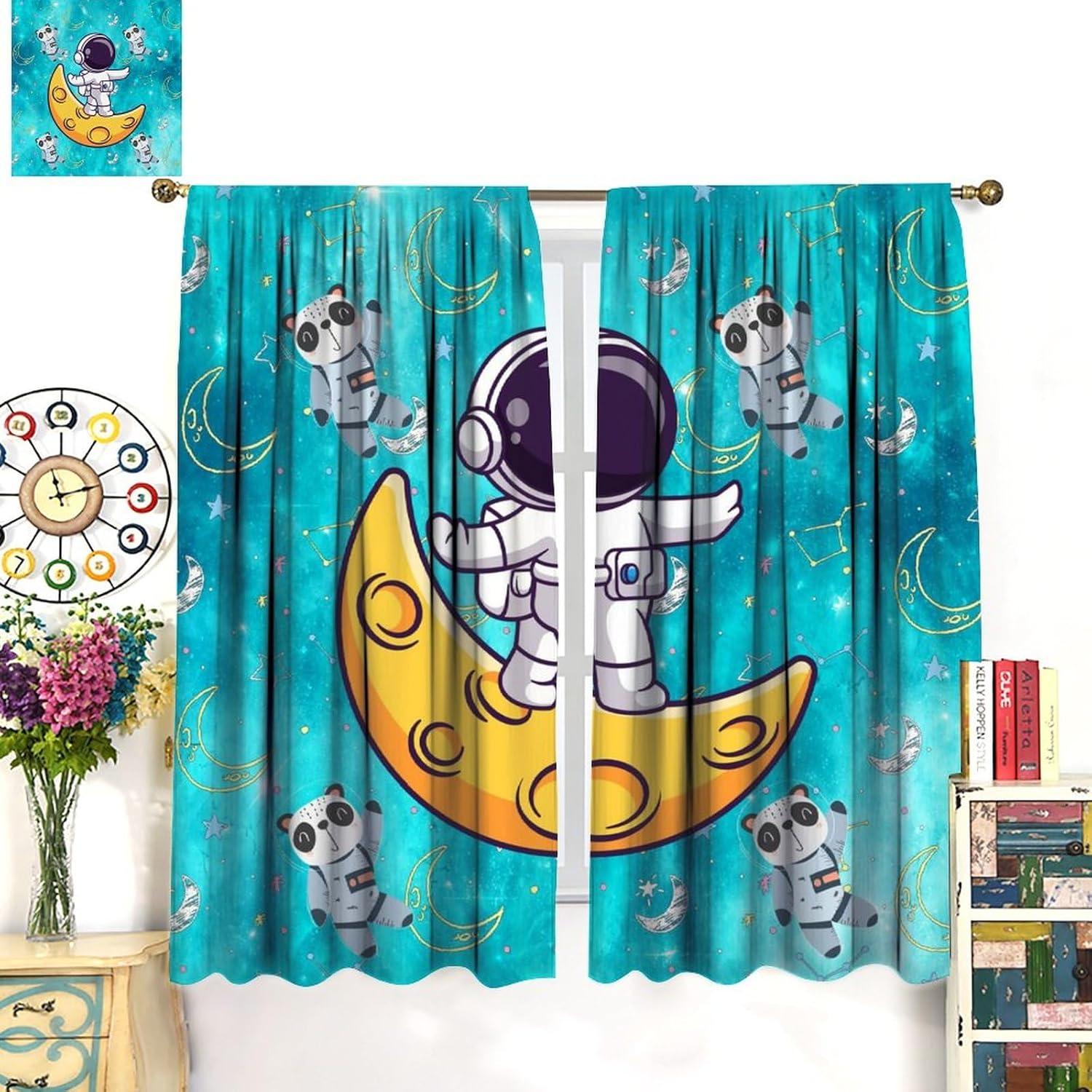 Cortinas Infantiles Spaceman 2 Paneles 53,5x114cm Espacial
