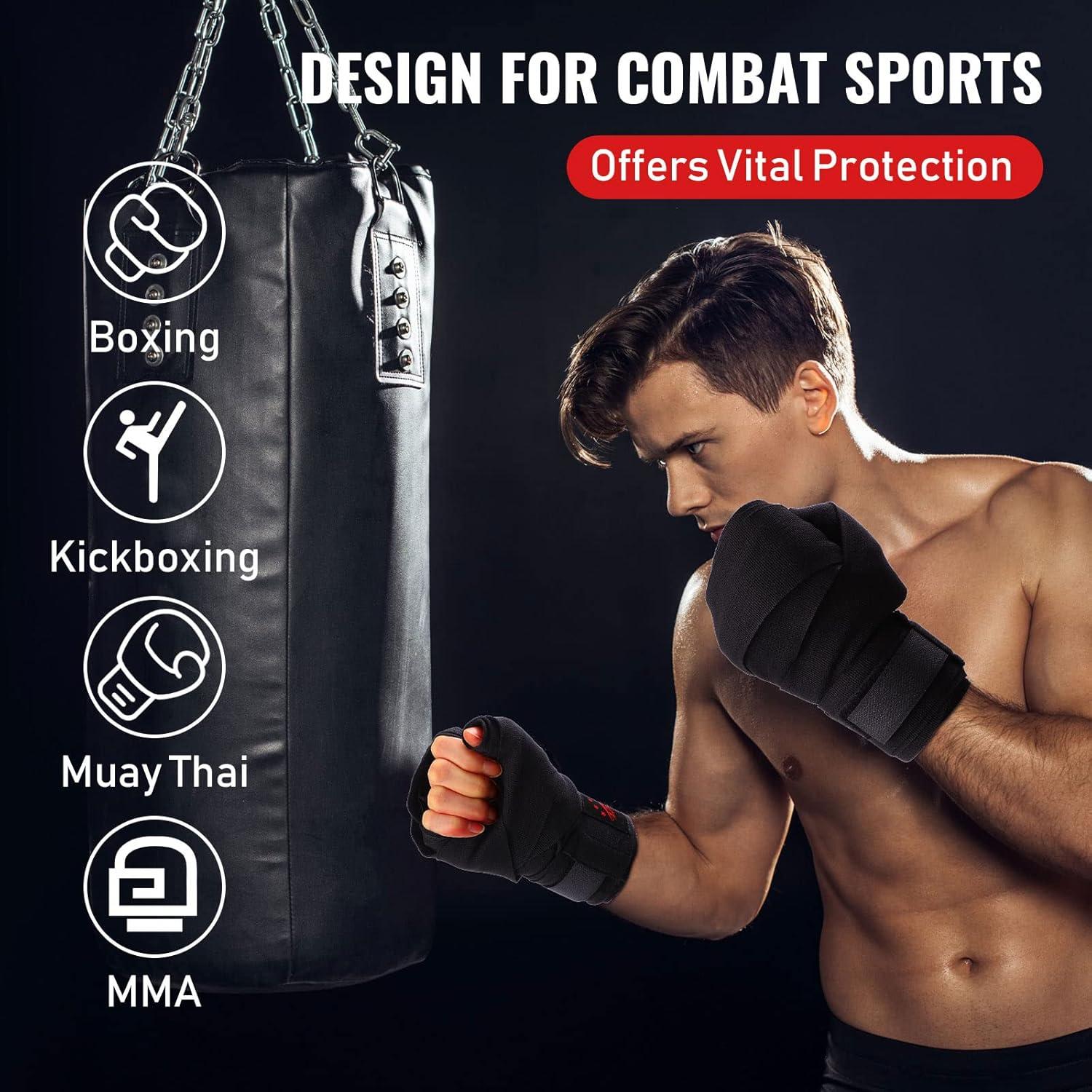 15 Pares Envolturas de Boxeo Jerify 457 cm Nylon Negro