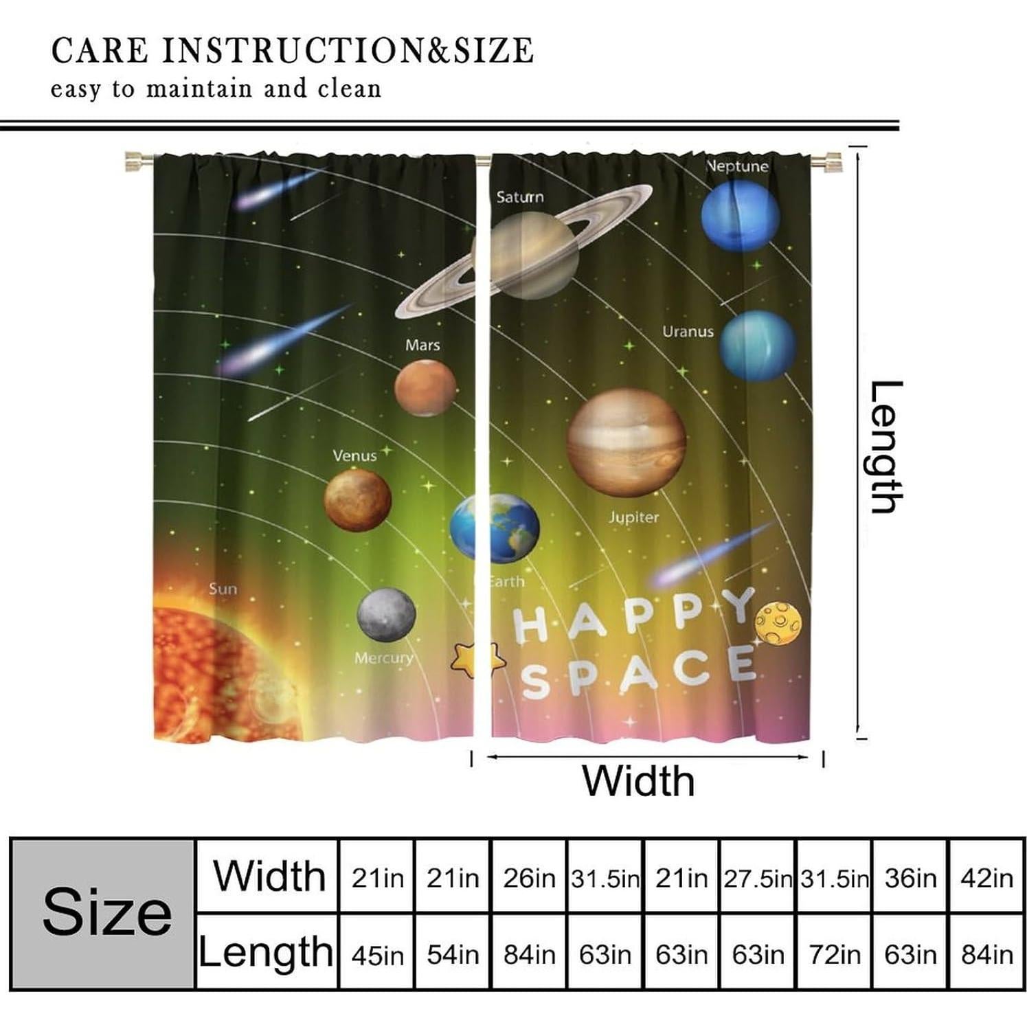 Cortinas Opacas Infantil Galaxia 2 Paneles 53.5x114cm