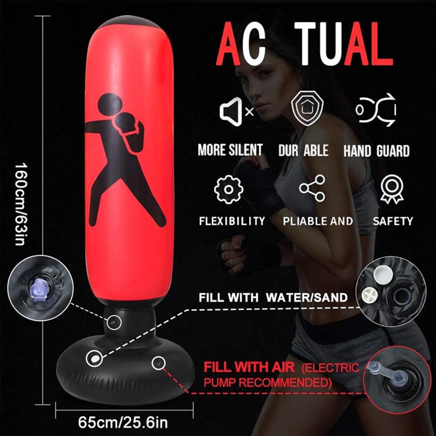 Saco de Boxeo Inflable Kizcmvre 160 cm para Adultos y Niños