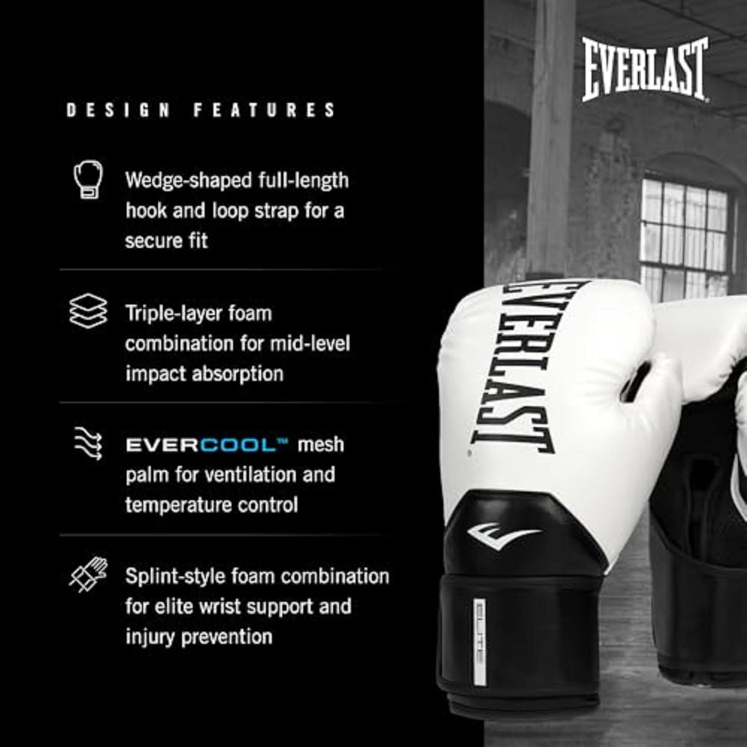 Guantes de Boxeo Everlast Elite 2 12oz Negro/Dorado Unisex