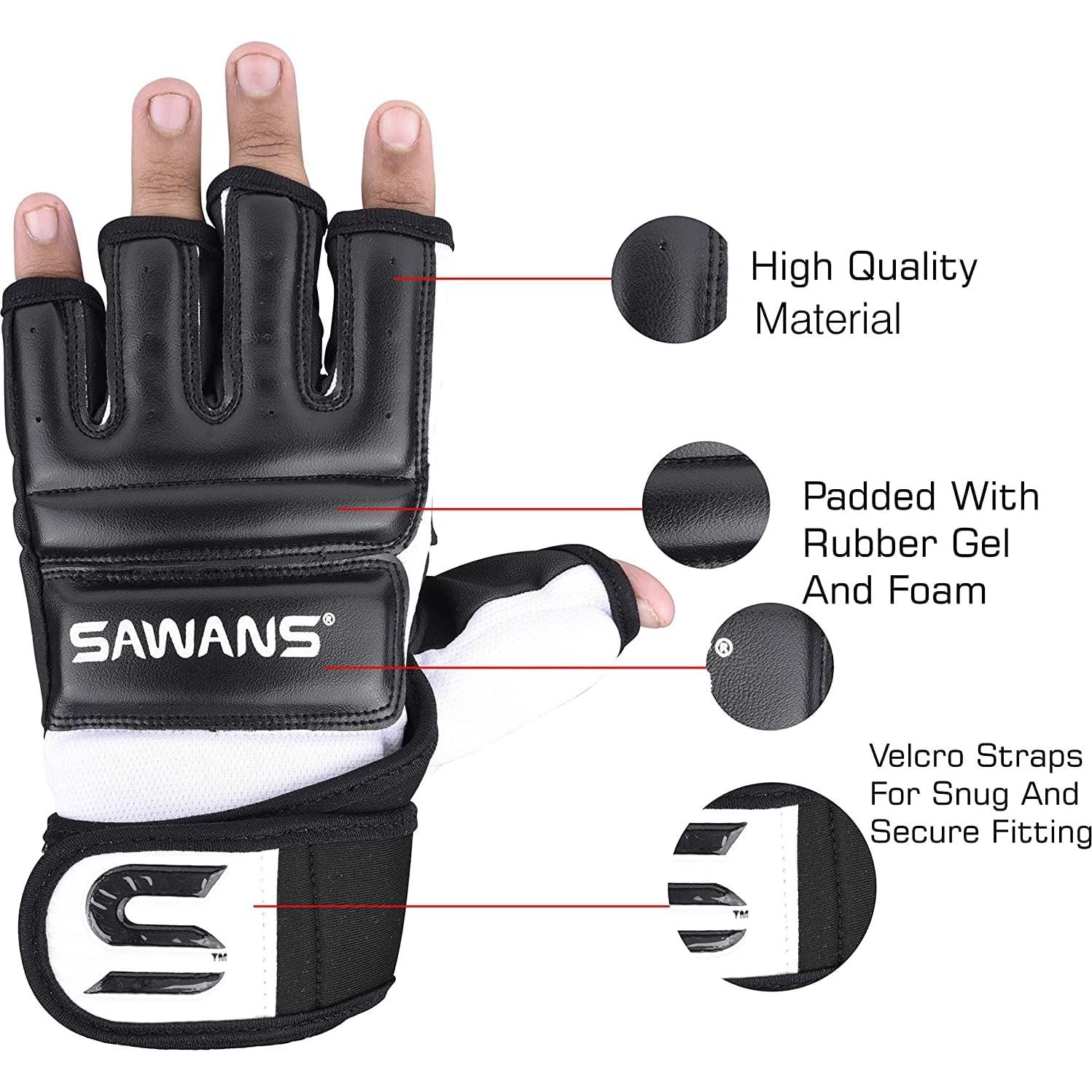 Guantes de Boxeo SAWANS para MMA y Artes Marciales - Negro