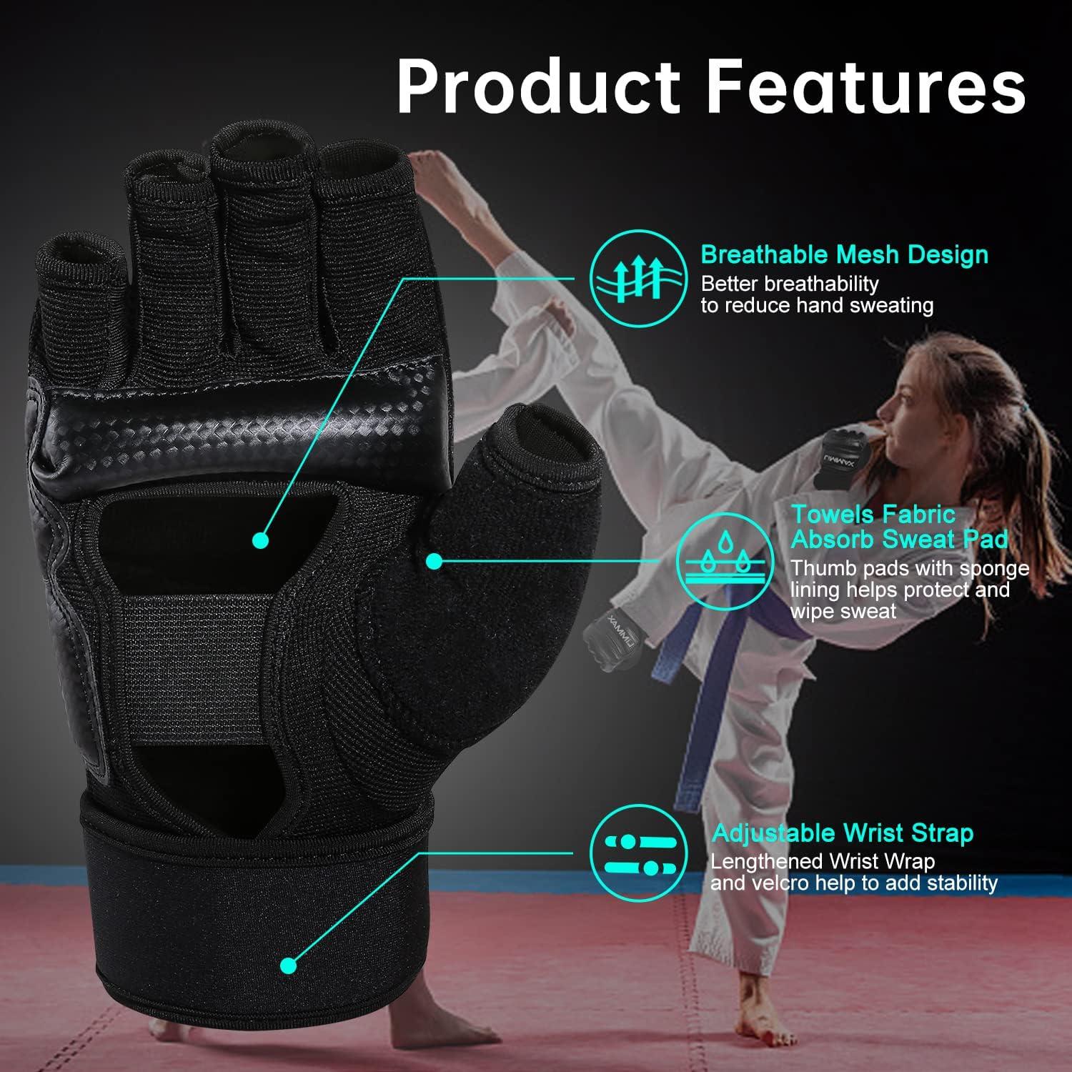 Guantes de Kickboxing LiMMAX Sparring Medio Dedo Negro