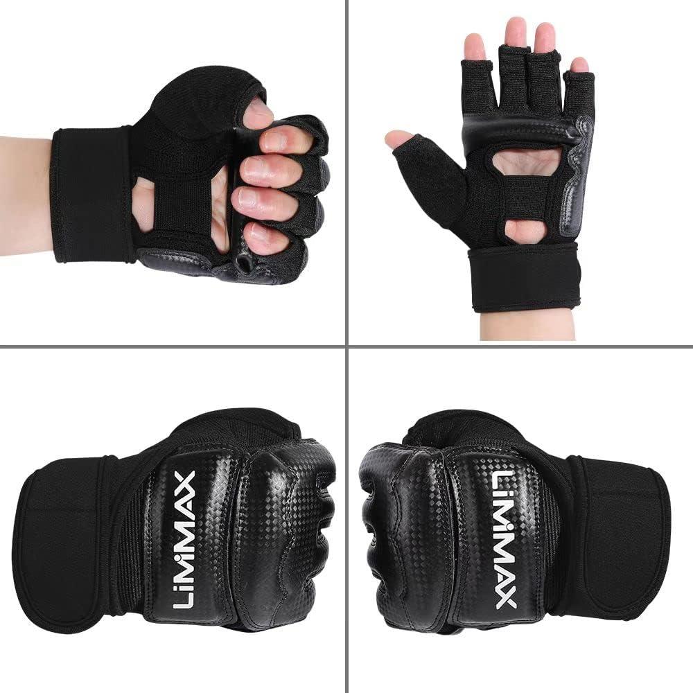 Guantes de Kickboxing LiMMAX Sparring Medio Dedo Negro