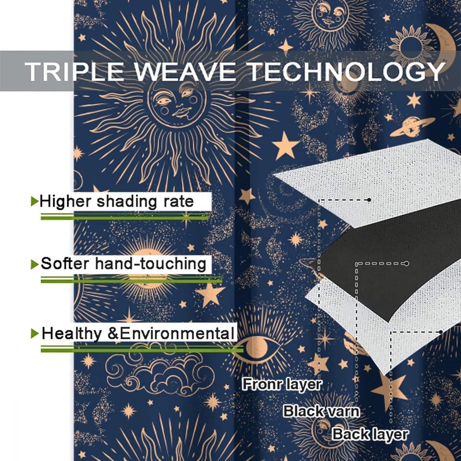 Cortina Blackout Llylumty Espacial Estrellas 80x160cm, 2 Paneles