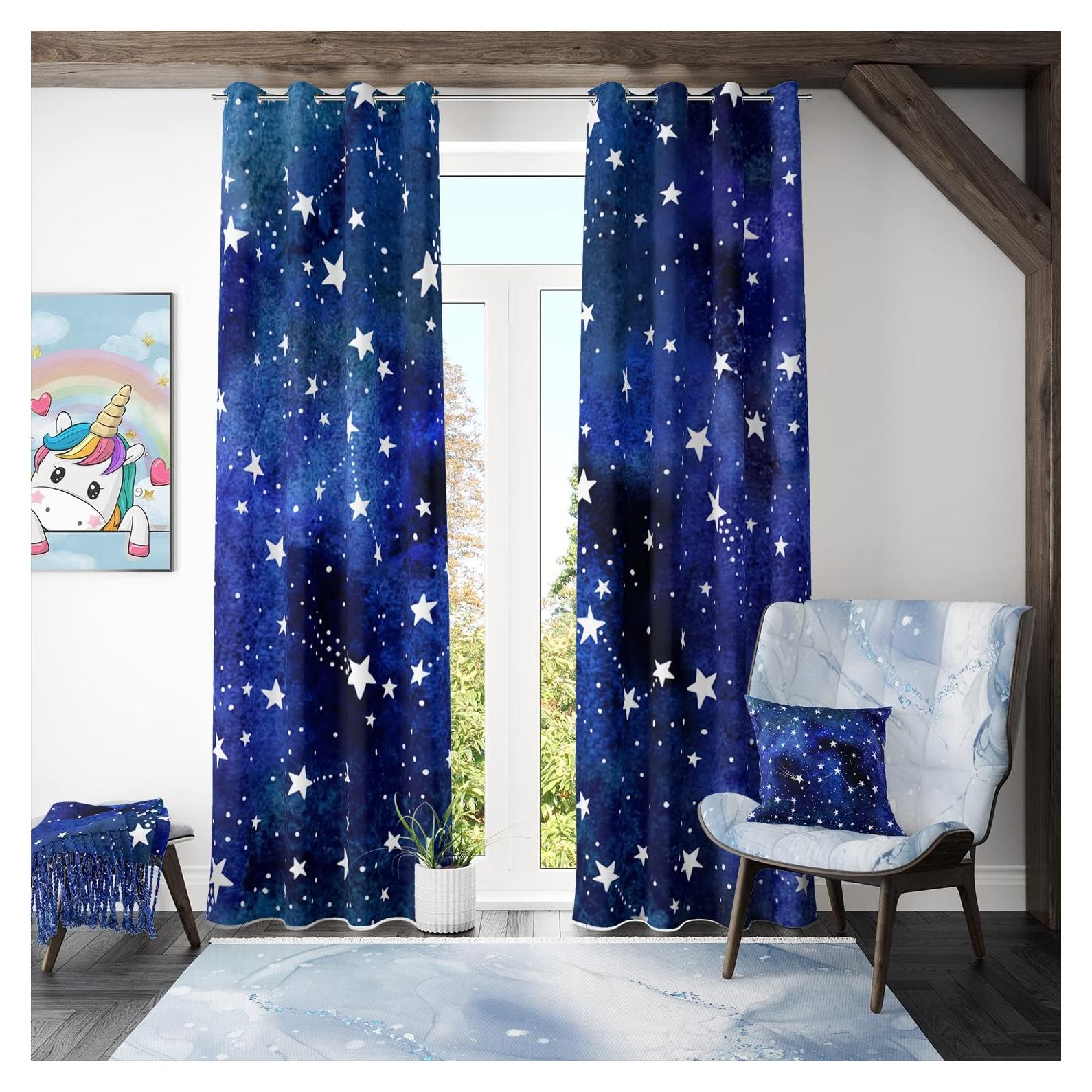 Cortinas Opacas Llylumty Espacial 53.5x114cm Juego de 2