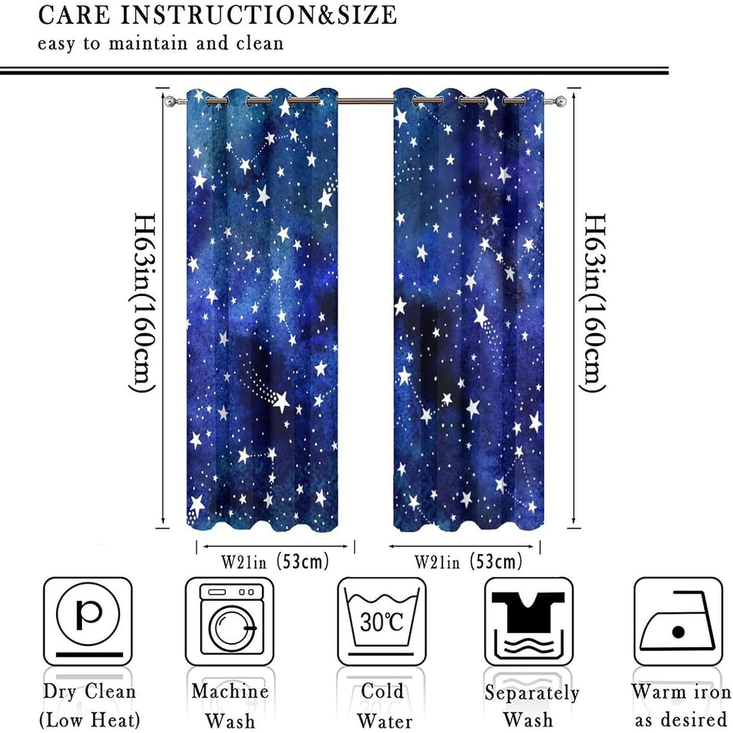 Cortinas Opacas Llylumty Espacial 53.5x114cm Juego de 2