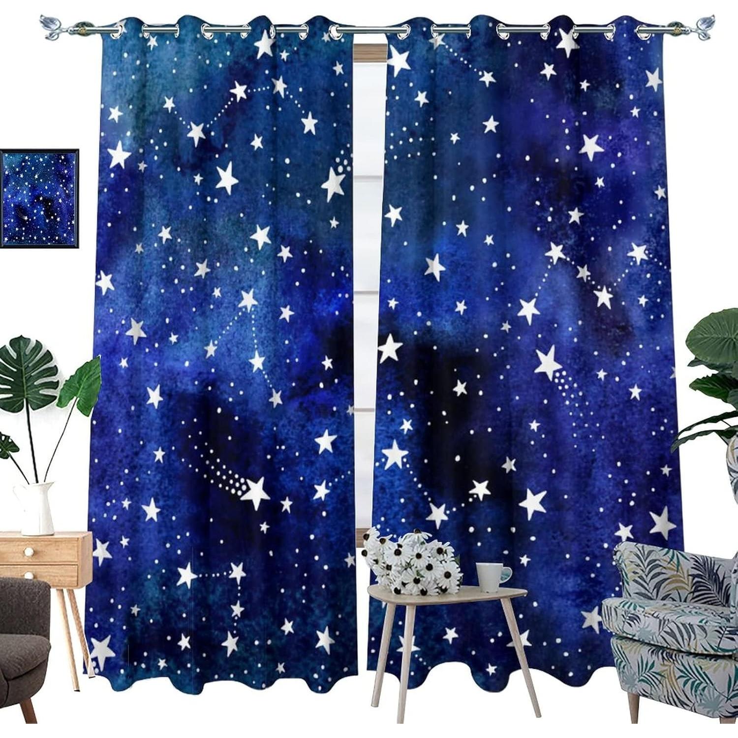 Cortinas Opacas Llylumty Espacial 53.5x114cm Juego de 2