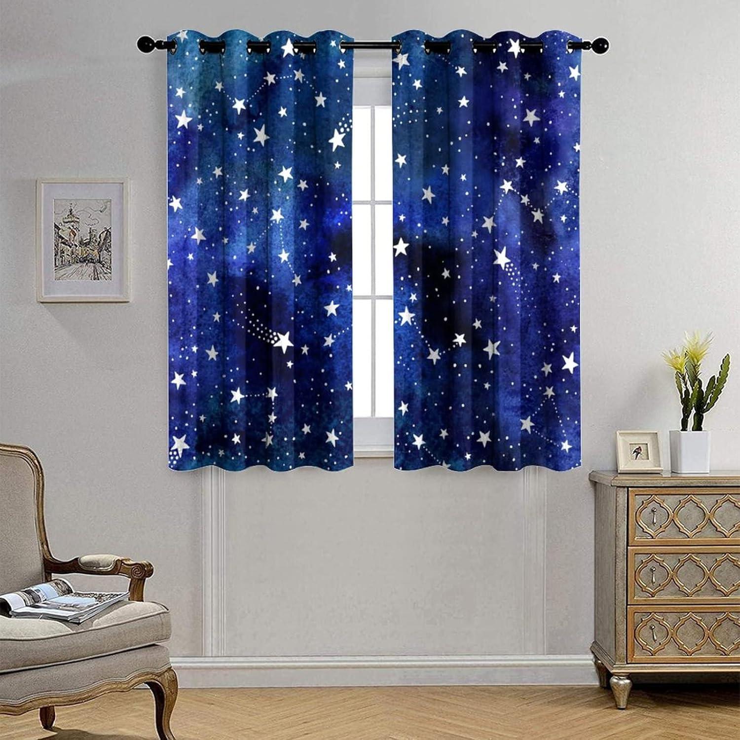 Cortinas Opacas Llylumty Espacial 53.5x114cm Juego de 2